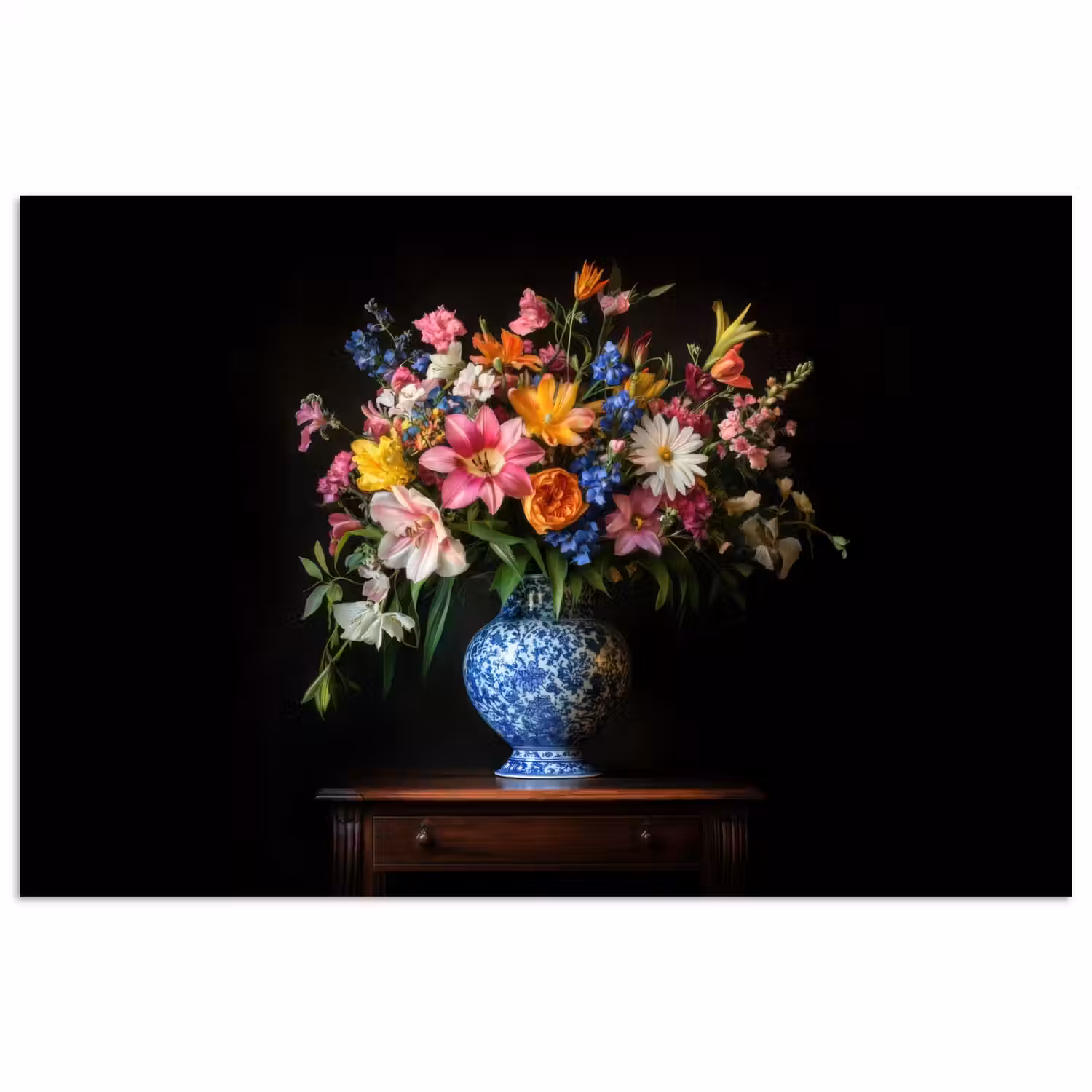 Kleur - Vaas - Bloemen - Boeket poster papier klein -3d