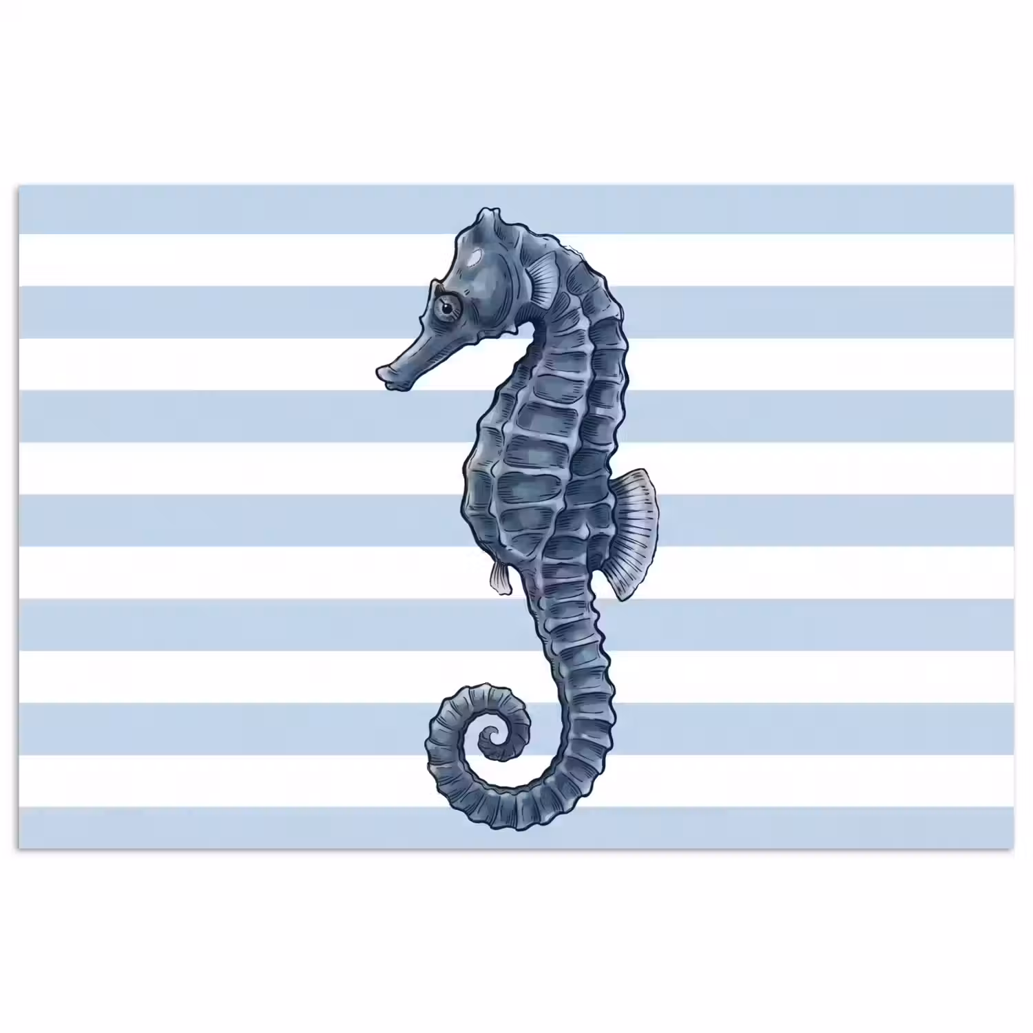 Vis - Oceaan - Illustratie - Blauw - Strepen poster papier klein -3d