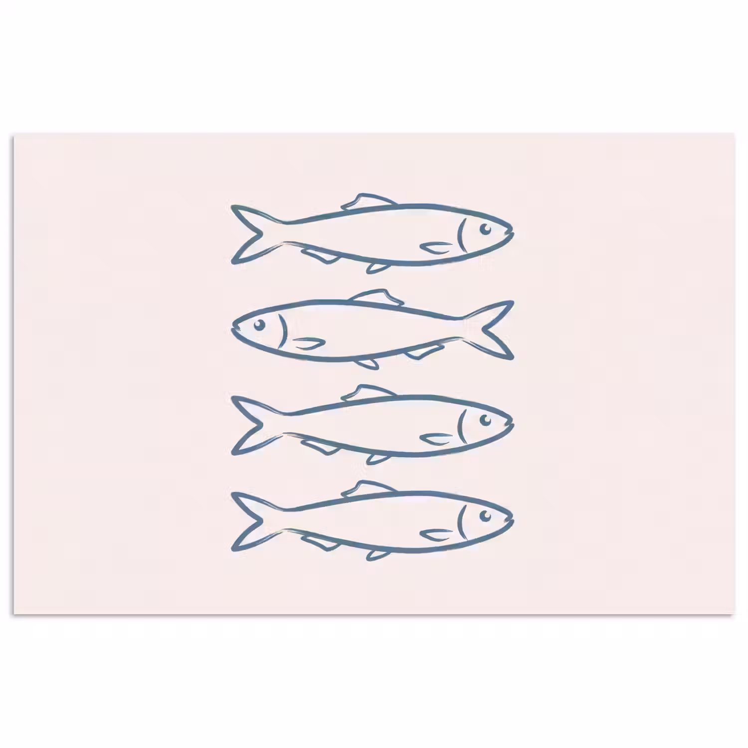 Vis - Vier - Dieren - Abstract - Blauw poster papier klein -3d