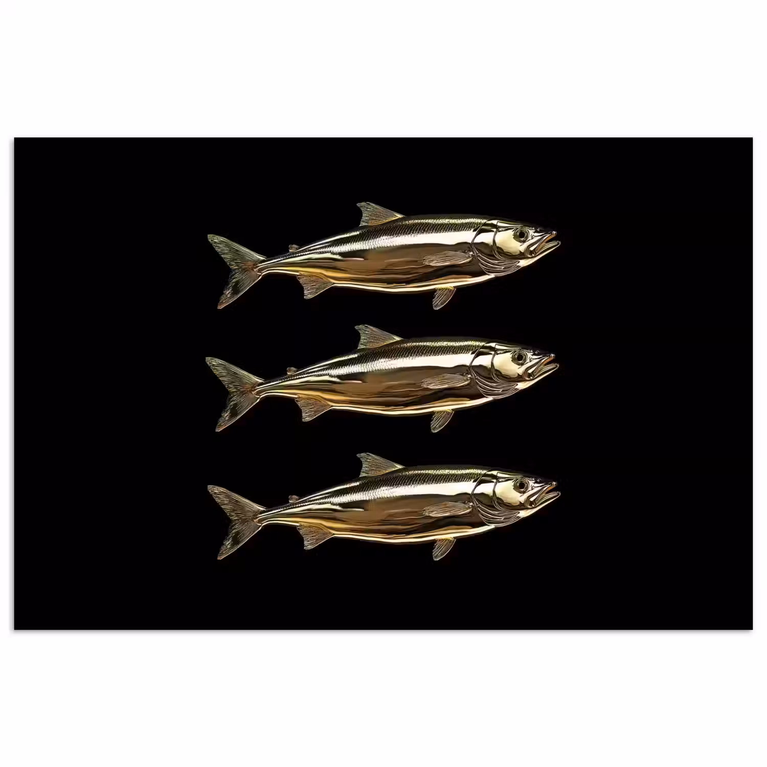 Vissen - Goud - Zwart poster papier klein -3d