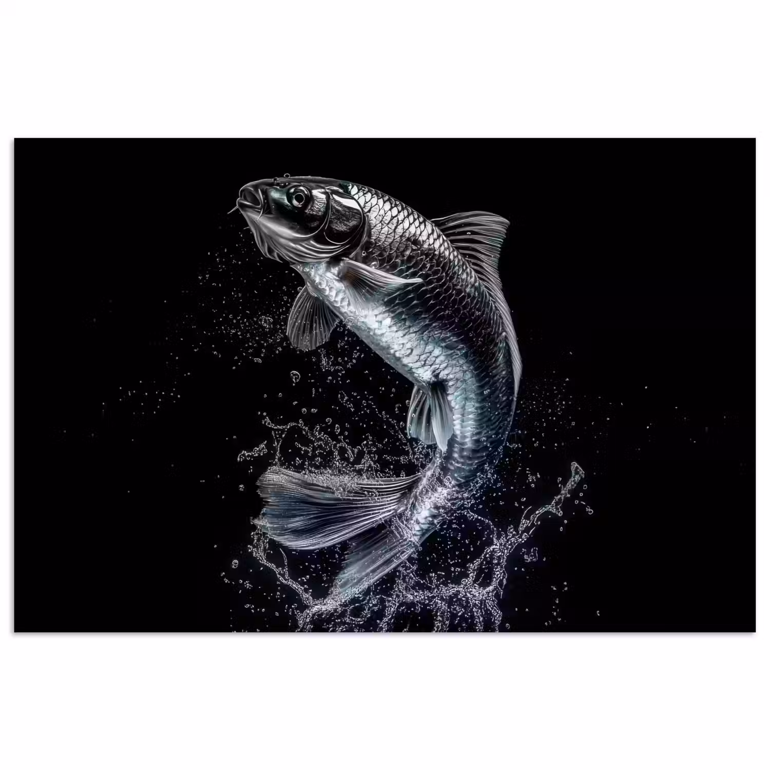 Vis - Koi - Zwart - Water poster papier klein -3d