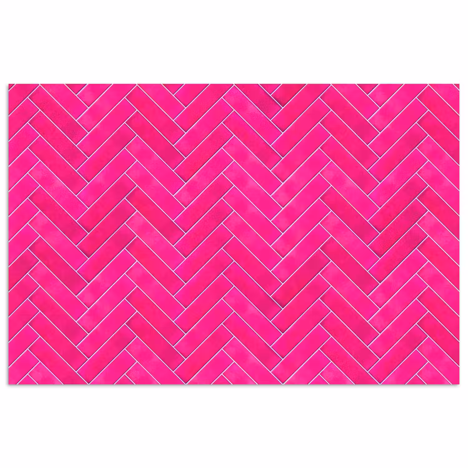 Visgraat - Wandtegel - Fuchsia - Roze poster papier klein 62 -3d