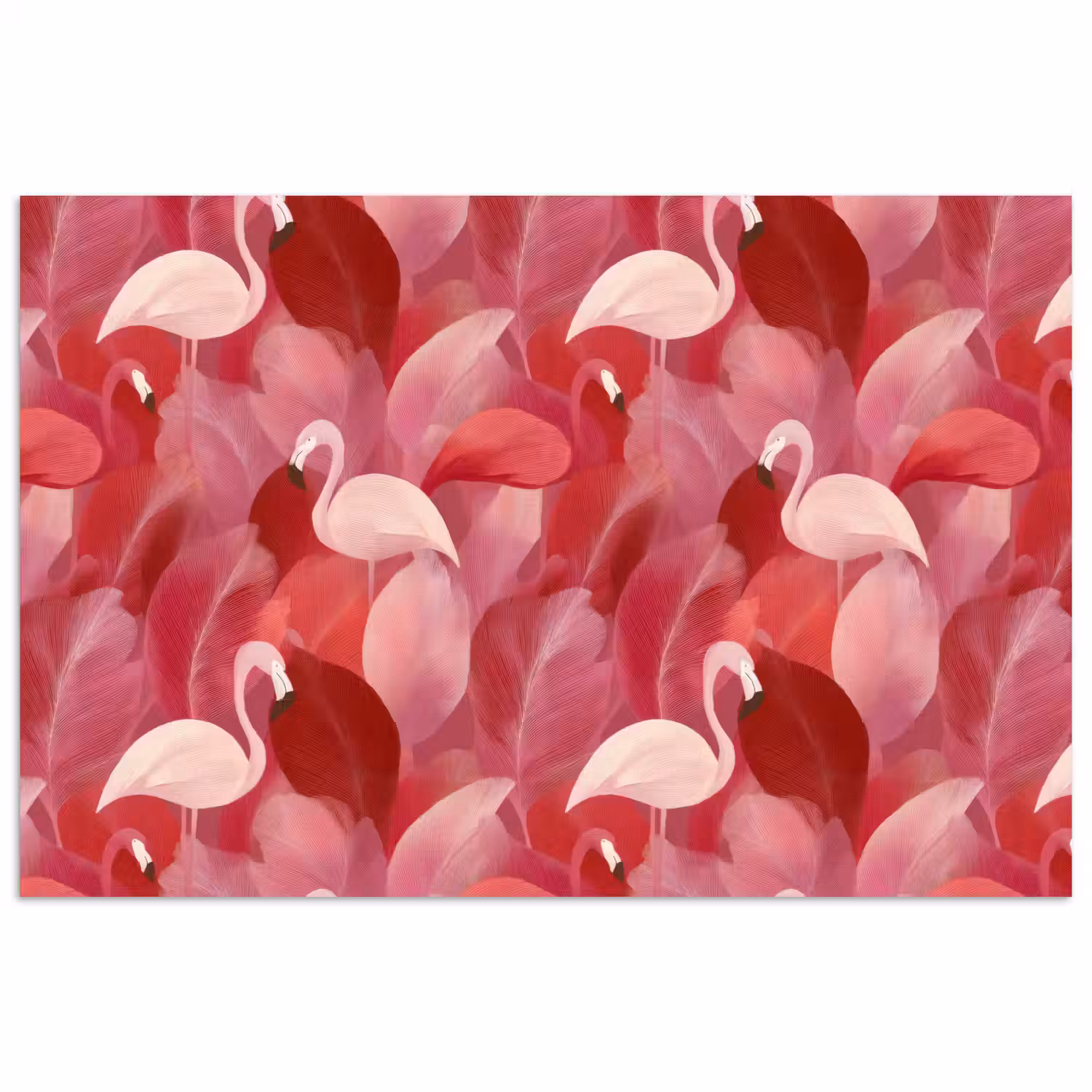 Flamingo - Botanisch - Elegant - Roze - Rood poster papier klein 62 -3d