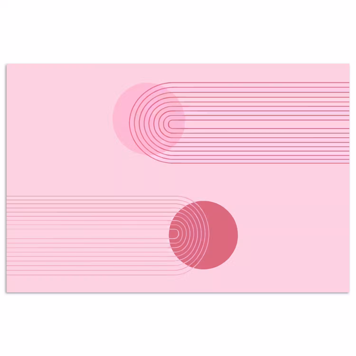 Vormen - Lijnen - Minimalistisch - Roze poster papier klein -3d