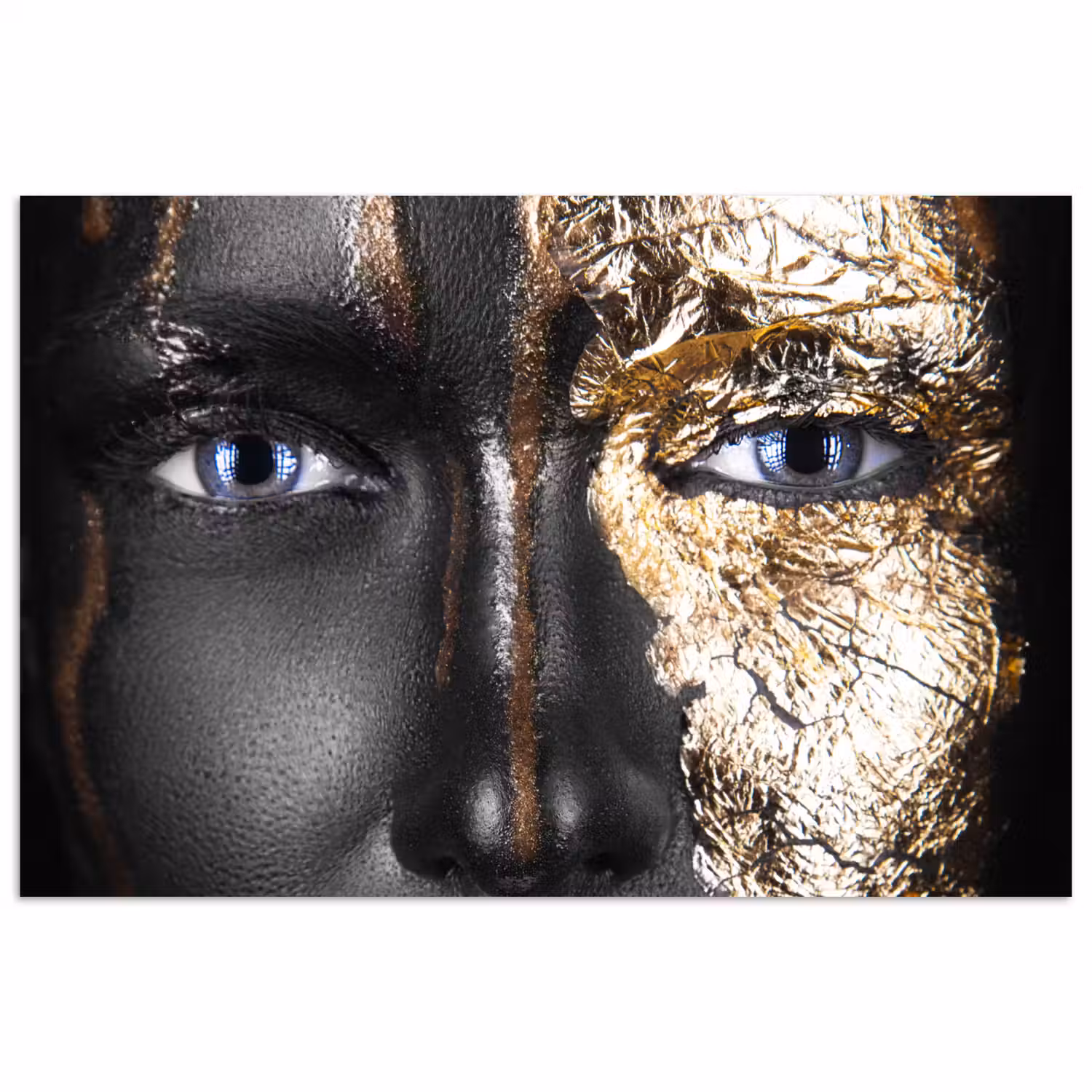 Vrouw - Bladgoud - Zwart - Goud - Luxe poster papier klein -3d