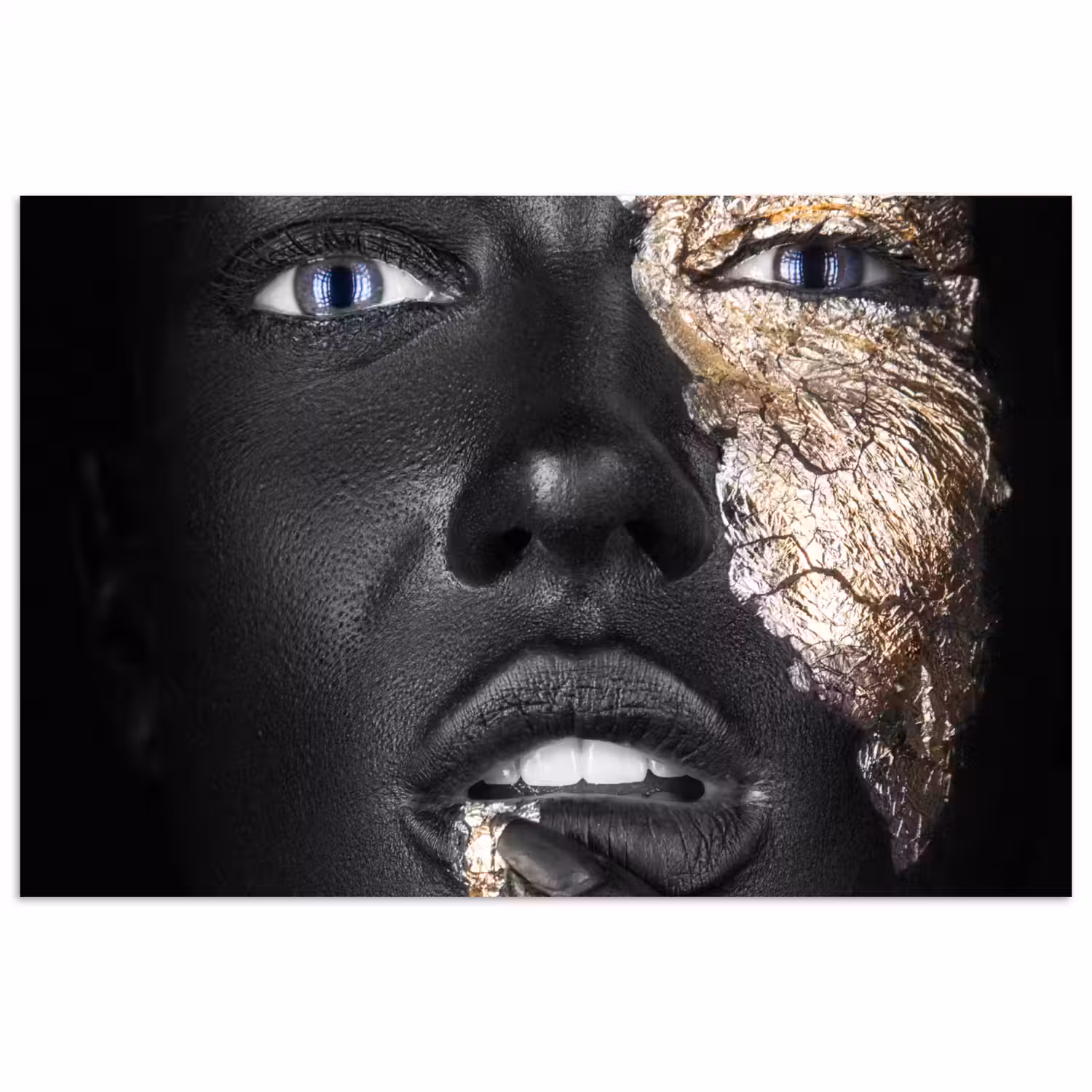 Vrouw - Bladgoud - Zwart - Huid - Luxe poster papier klein -3d