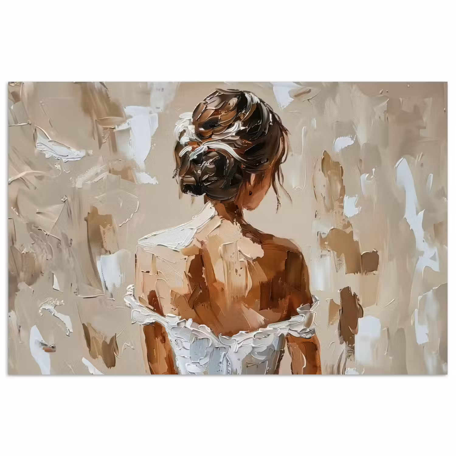 Vrouw - Verf - Abstract - Beige - Modern poster papier klein -3d
