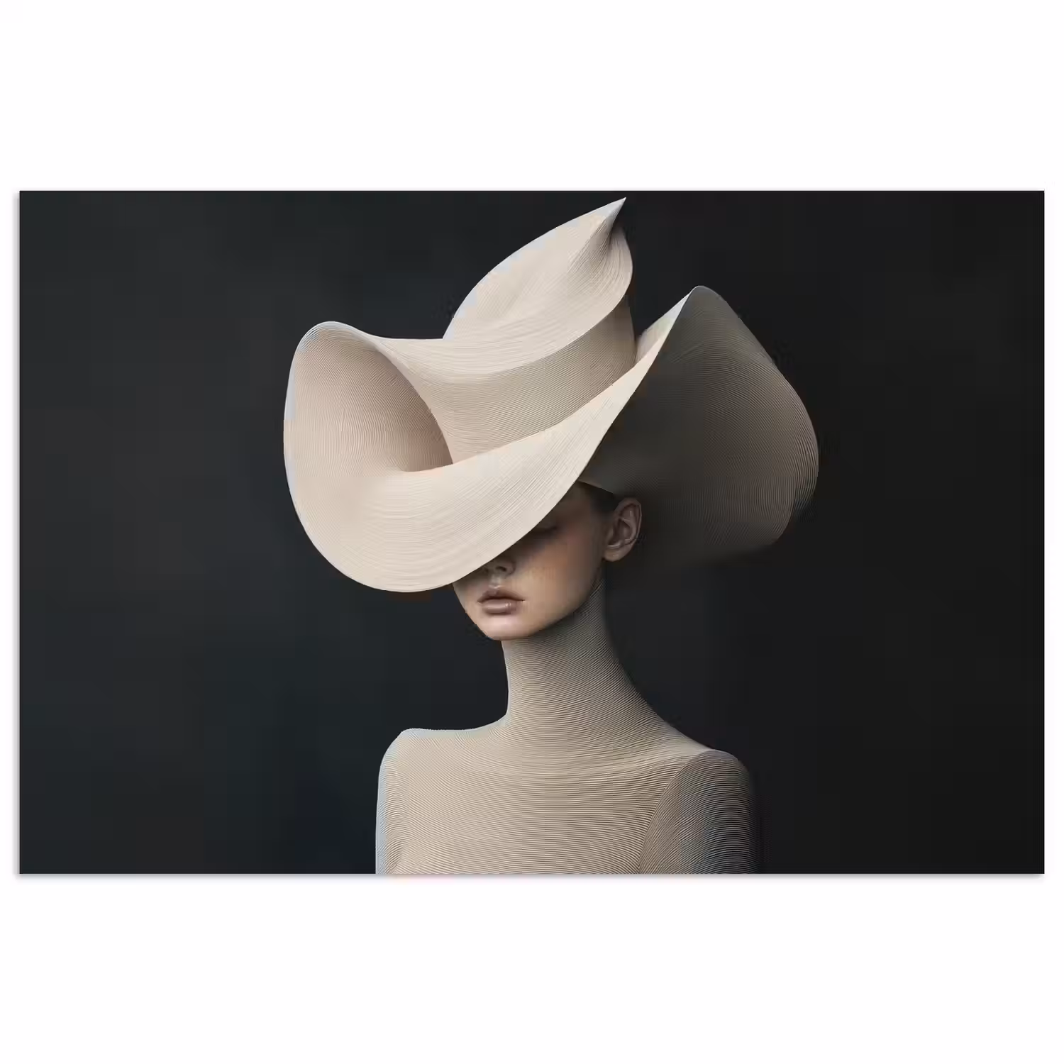 Vrouw - Golvende - Hoed poster papier klein -3d