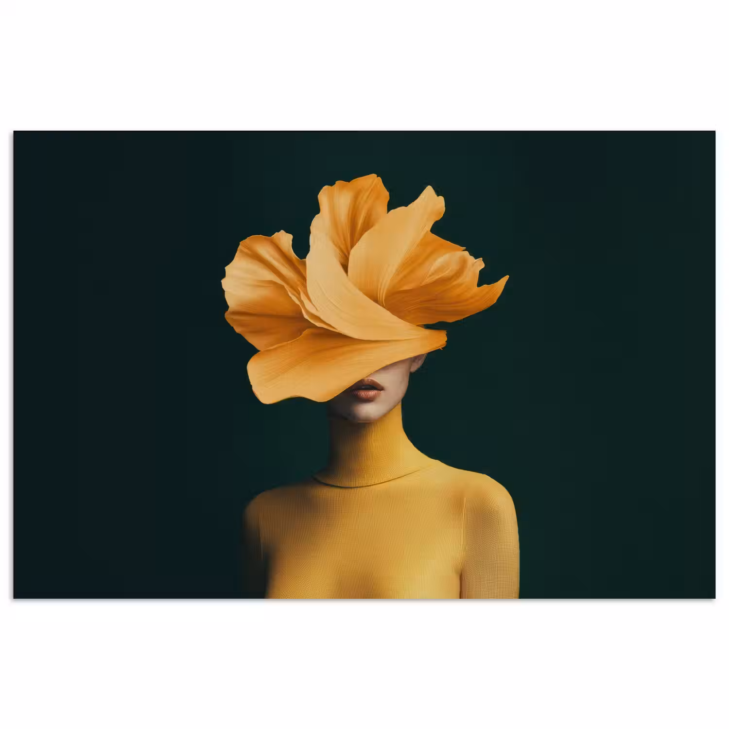 Vrouw - Hoed - Geel poster papier klein -3d