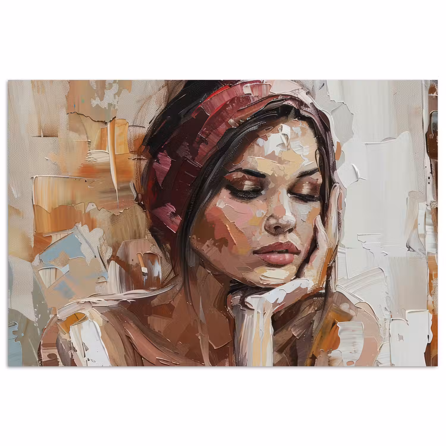 Vrouw - Verflook - Portret - Modern poster papier klein -3d
