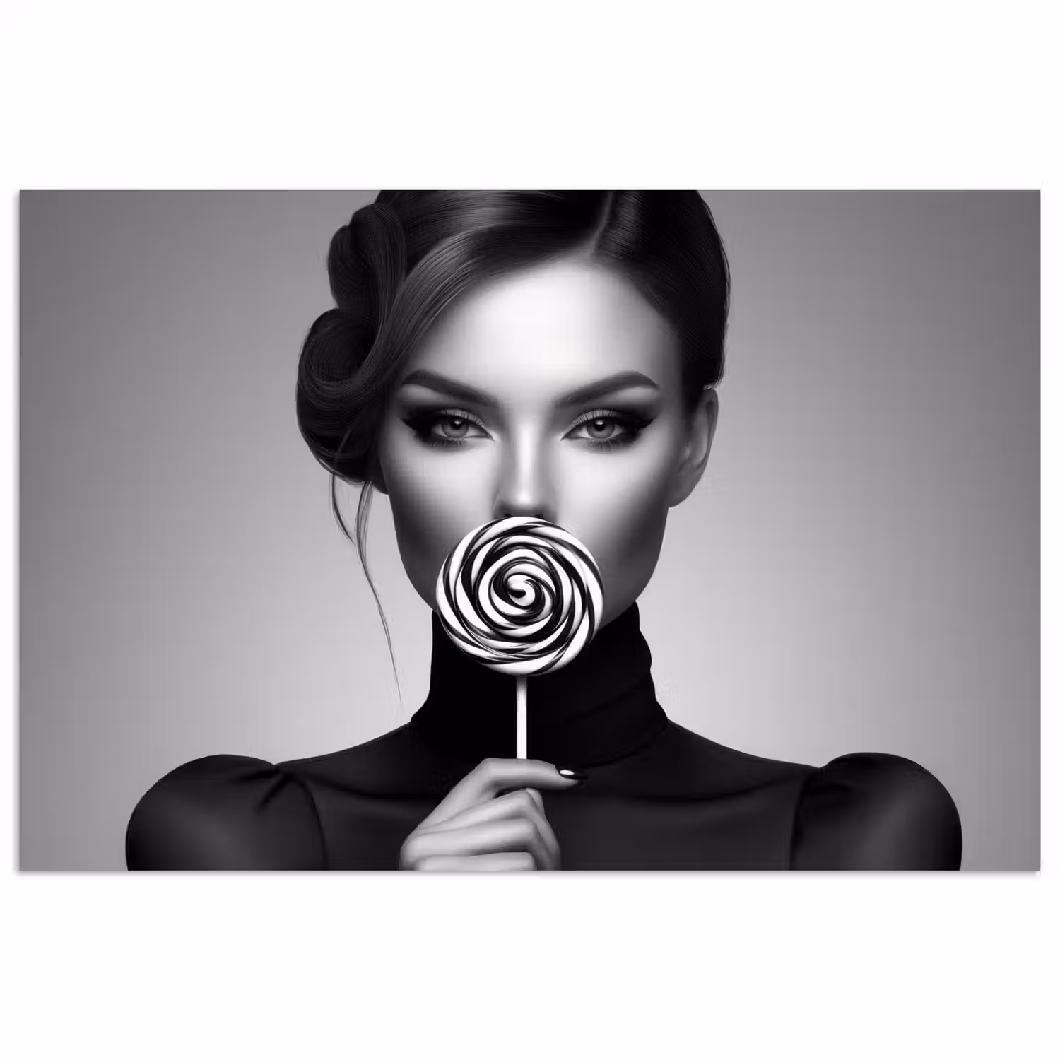 Vrouw - Lolly - Zwart poster papier klein -3d