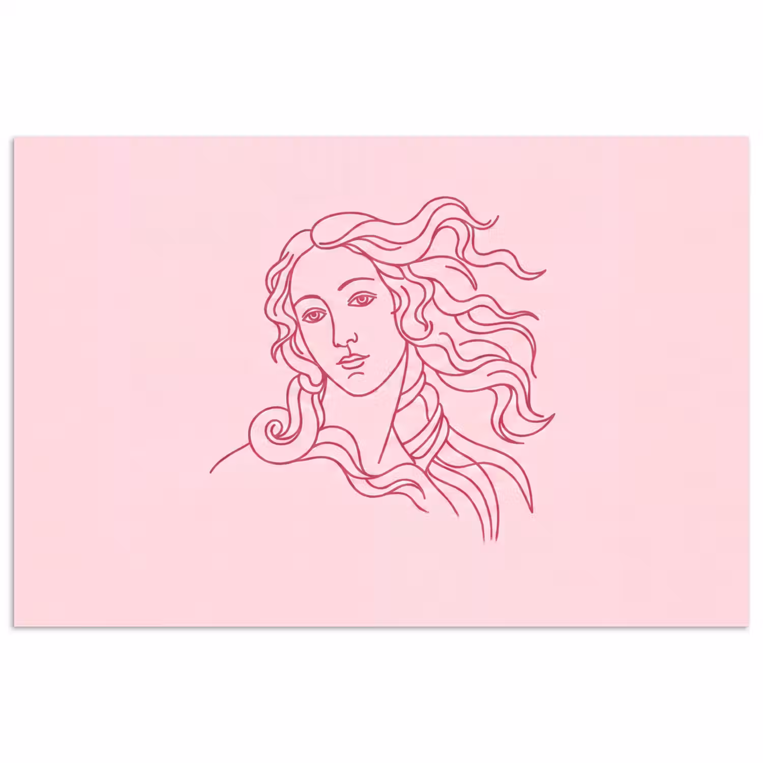 Vrouw - Portret - Klassiek - Line-art - Roze poster papier klein -3d