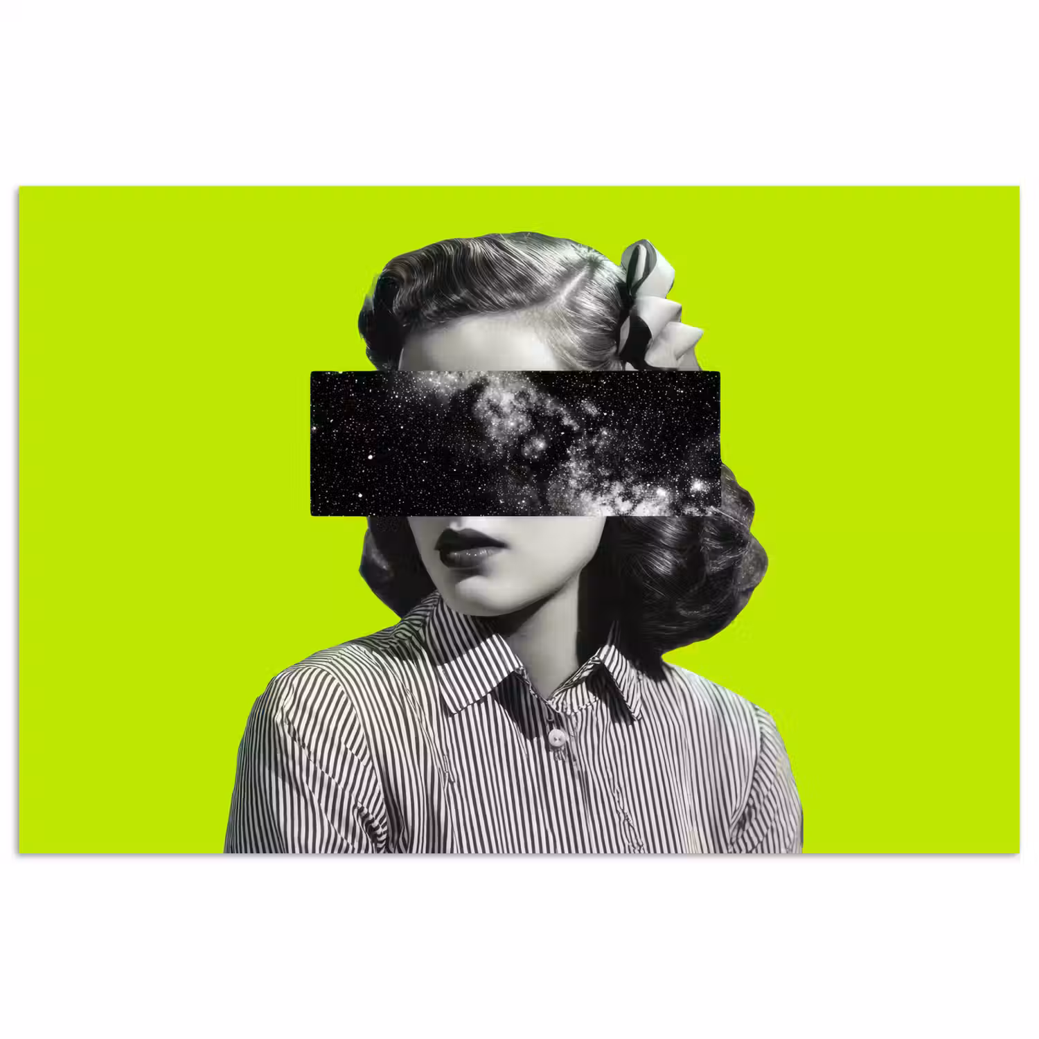 Vrouw - Sterrenhemel - Groen poster papier klein -3d