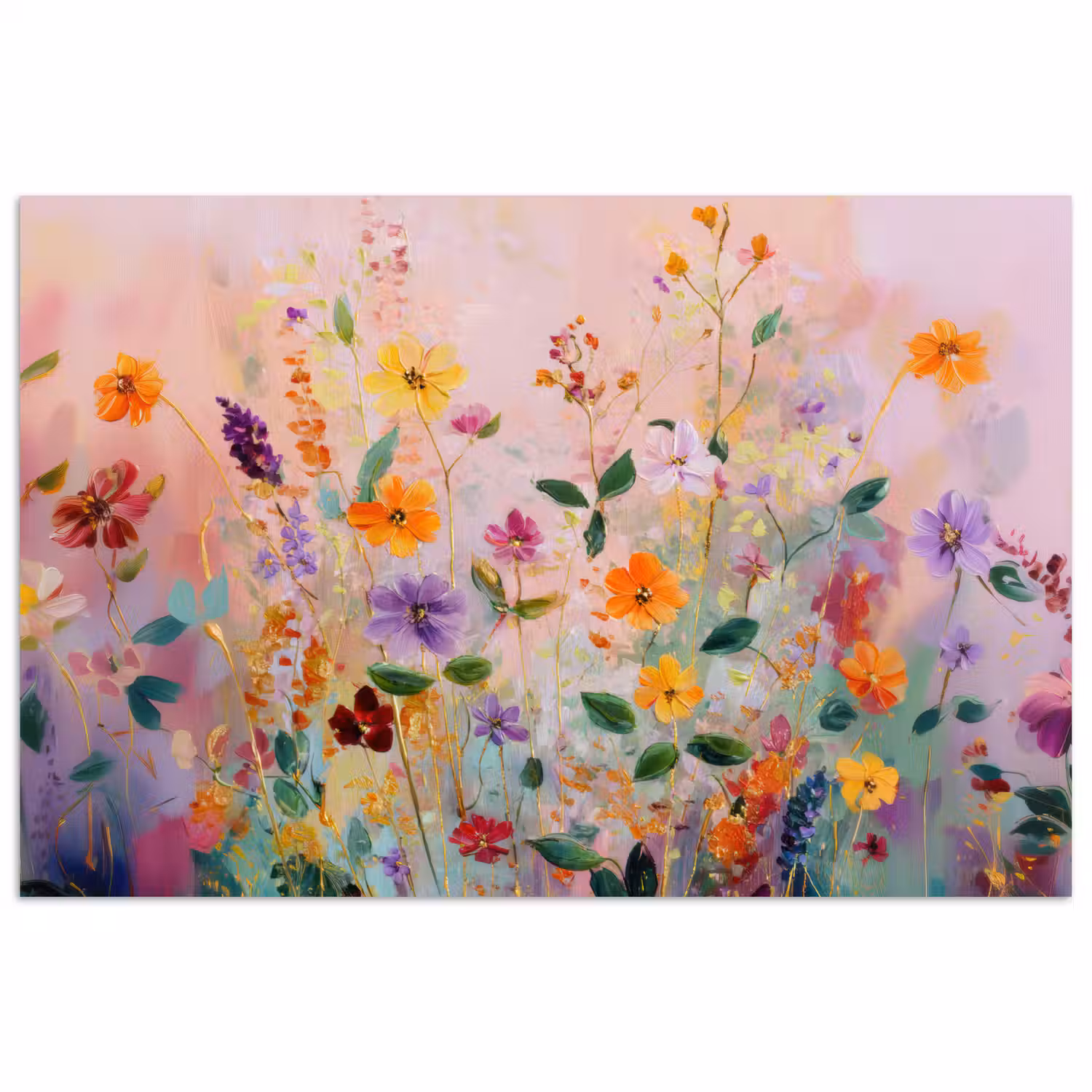 Schilderij - Bloemen - Abstract - Kleurrijk poster papier klein -3d