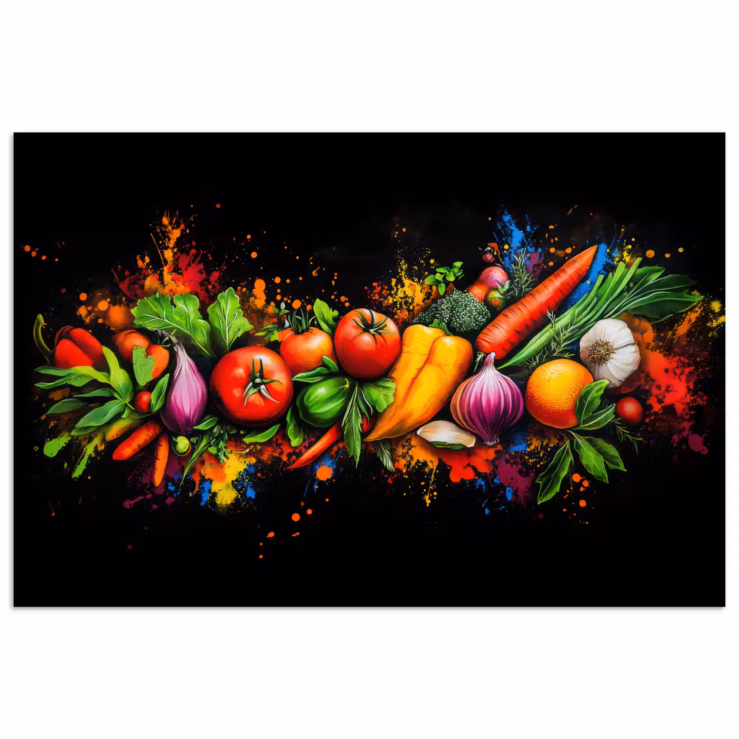 Groente - Eten - Kruiden - Graffiti - Koken poster papier klein -3d