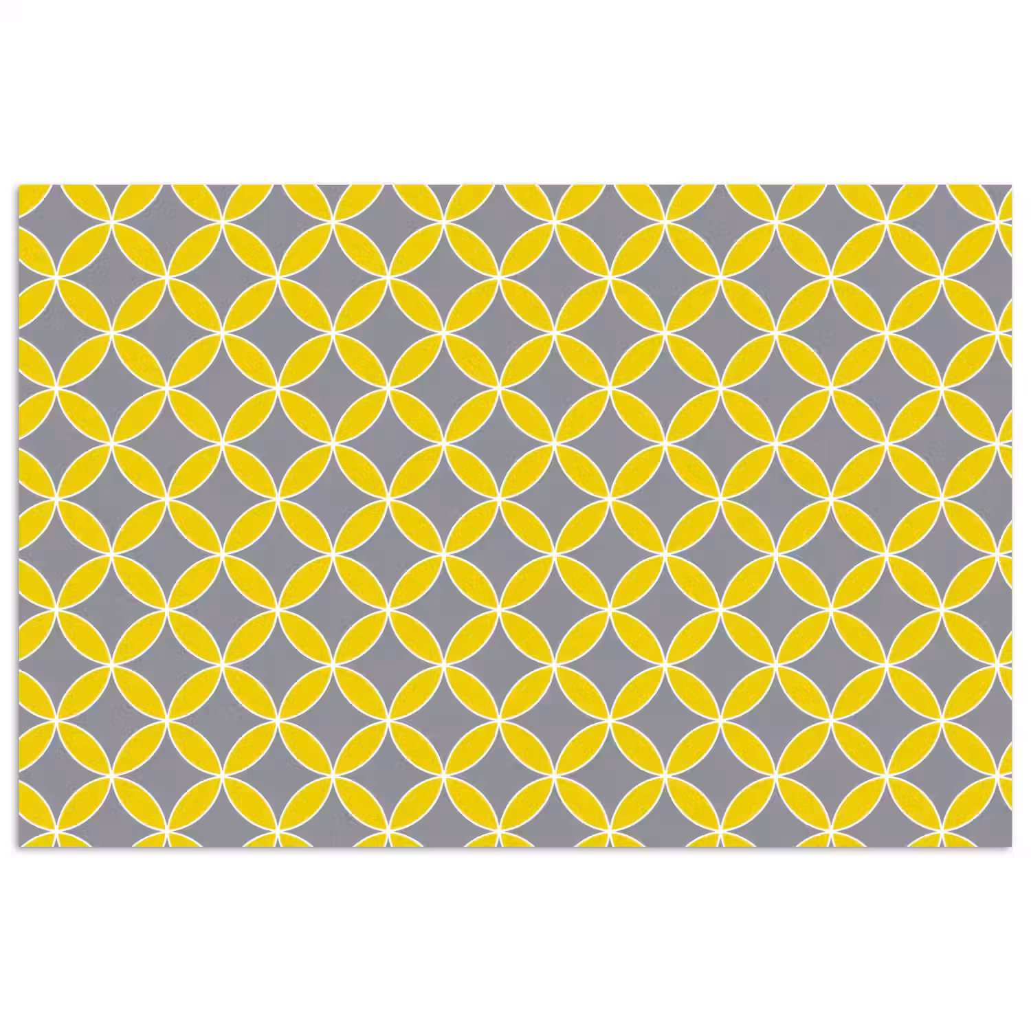 Geometrisch - Cirkels - Modern - Grijs - Geel poster papier klein 62 -3d
