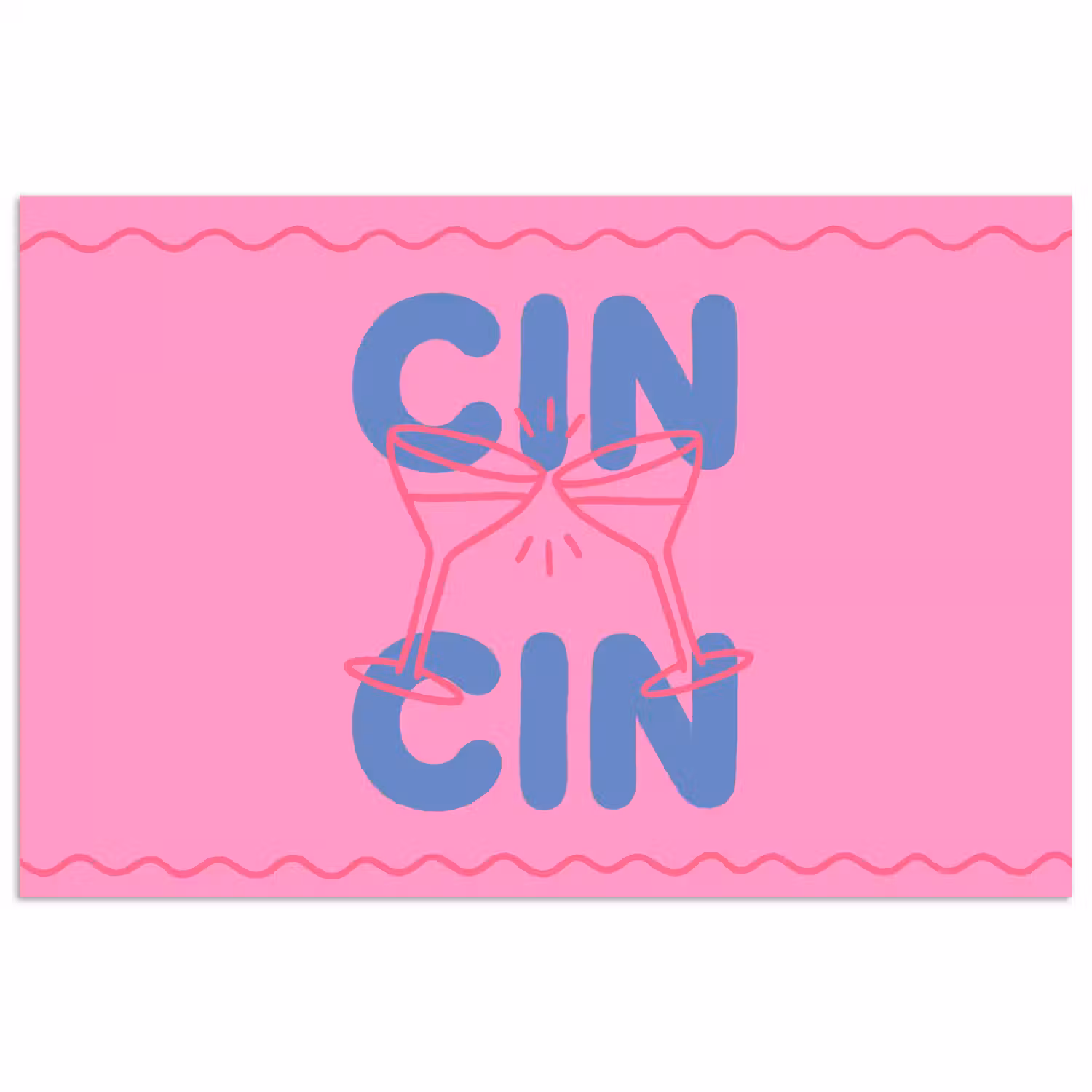 Drank - Glazen - Proost - Modern - Roze poster papier klein -3d
