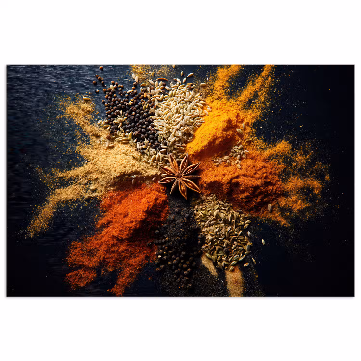 Specerijen - Explosie - Oranje poster papier klein -3d