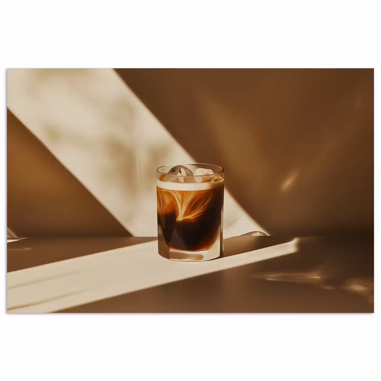 Glas - Ijskoffie - Schaduw - Bruin poster papier klein -3d