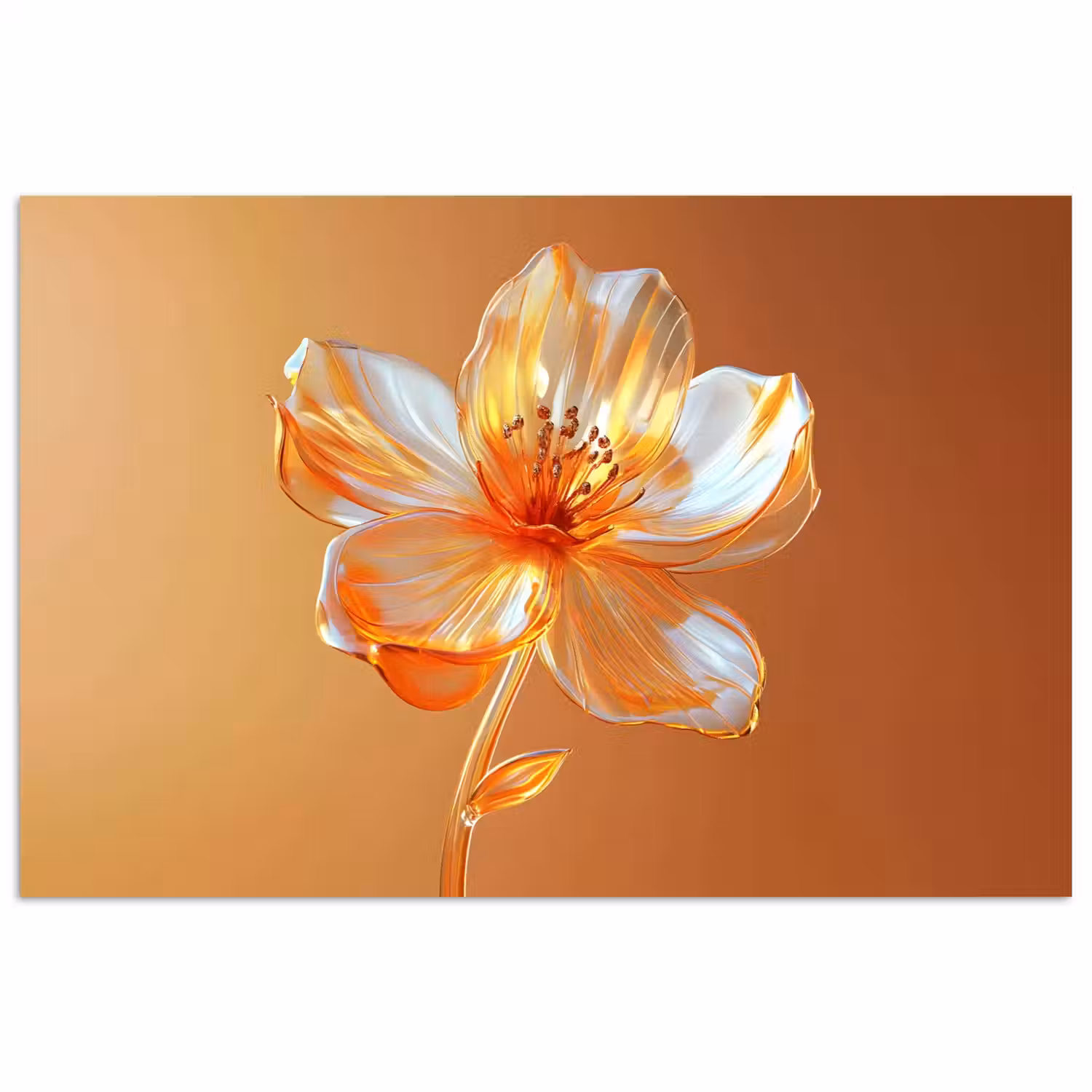 Glazen - Bloem - Oranje poster papier klein -3d