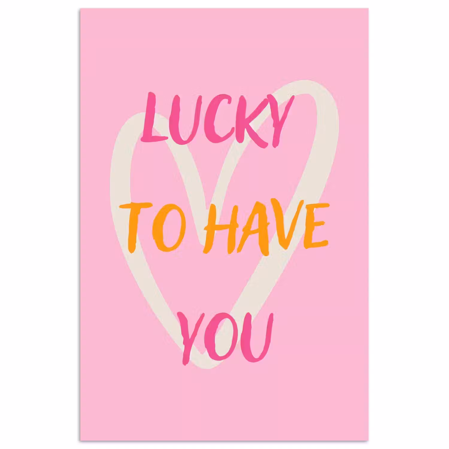 Lucky - Love - Valentijn - Roze poster papier klein -3d