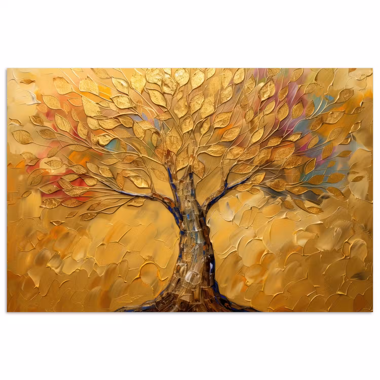 Goud - Boom - Abstract - Modern poster papier klein -3d