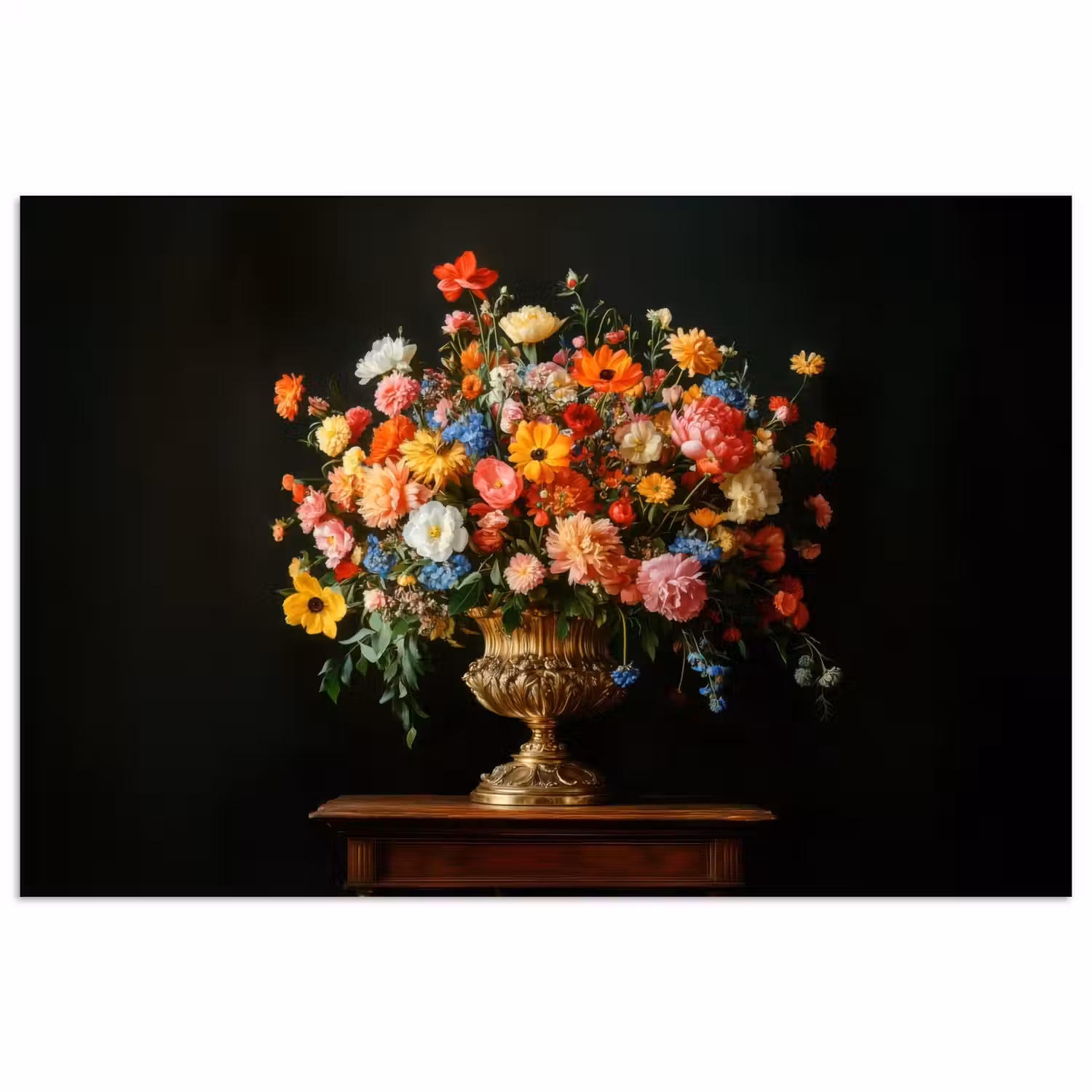 Goud - Bloemen - Kleuren - Vaas poster papier klein -3d