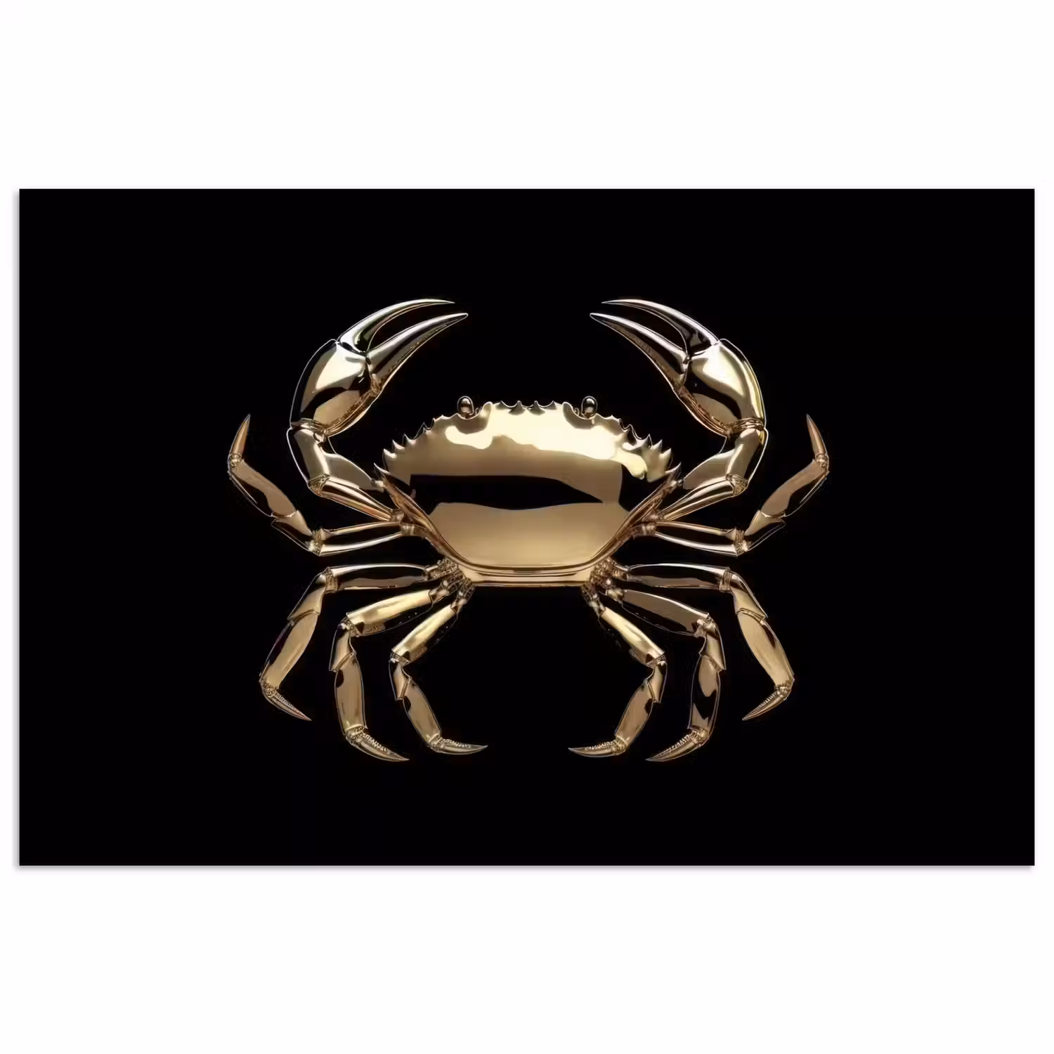Goud - Krab - Dieren - Zwart poster papier klein -3d