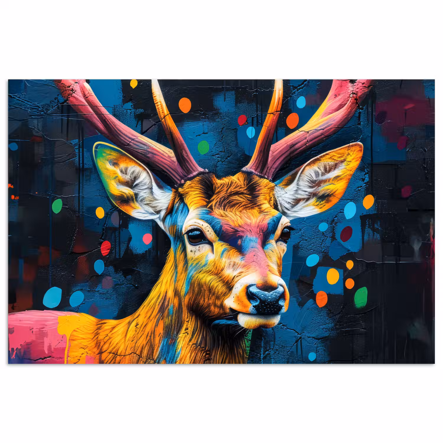 Graffiti - Hert - Dier - Kleurrijk poster papier klein -3d