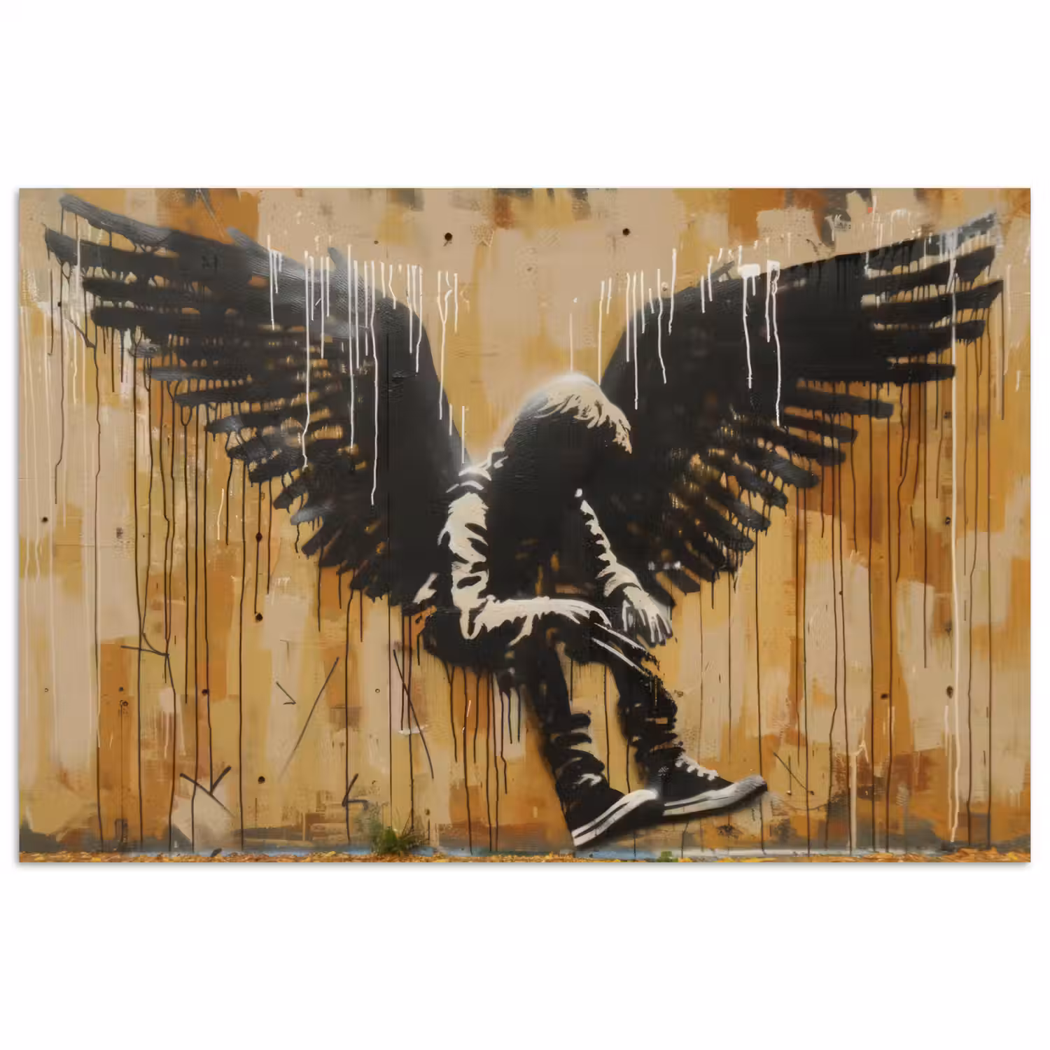 Graffiti - Kunst - Vleugels - Street art - Banksy poster papier klein -3d