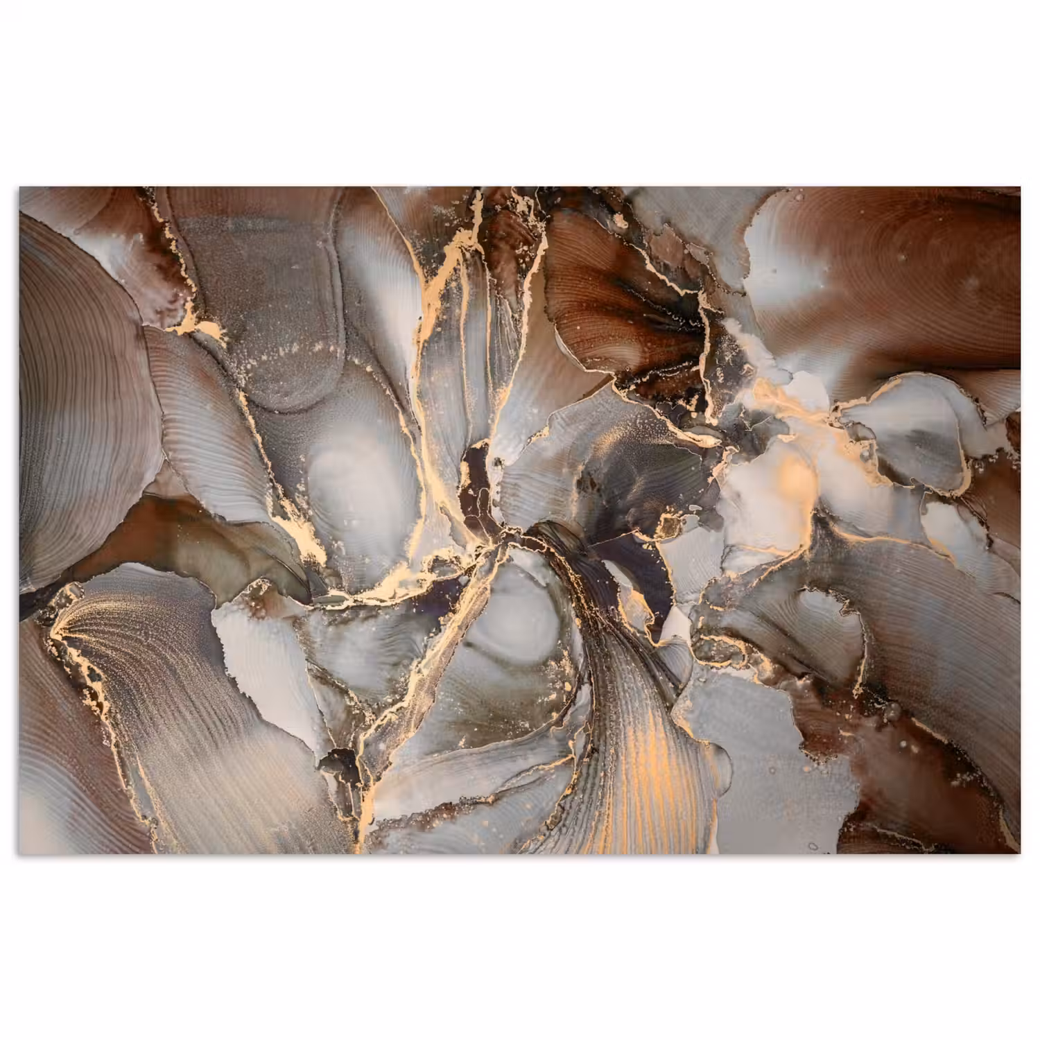 Grijs - Goud - Marmer - Marmerlook poster papier klein -3d