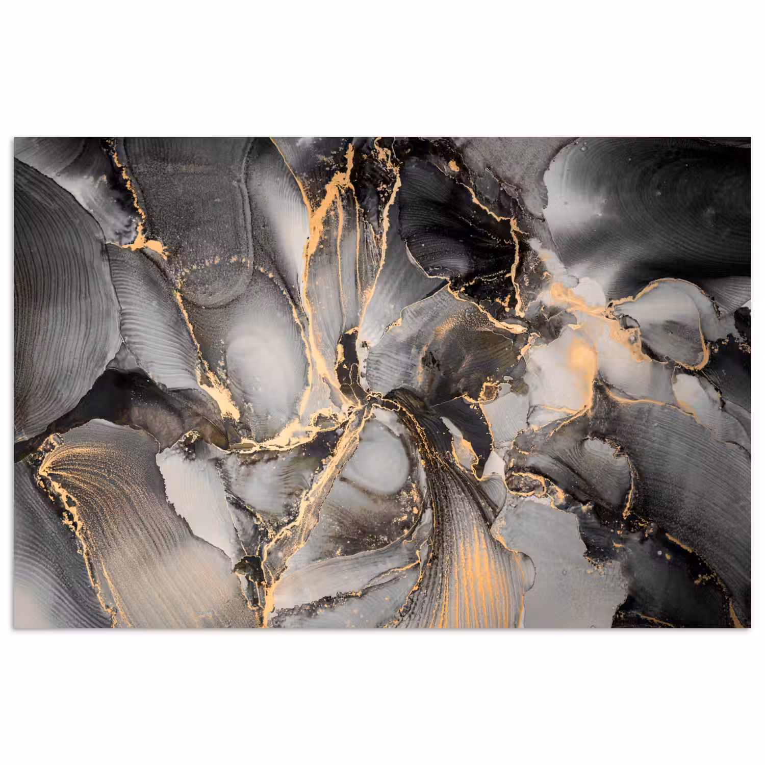 Grijs - Luxe - Goud - Marmer poster papier klein -3d