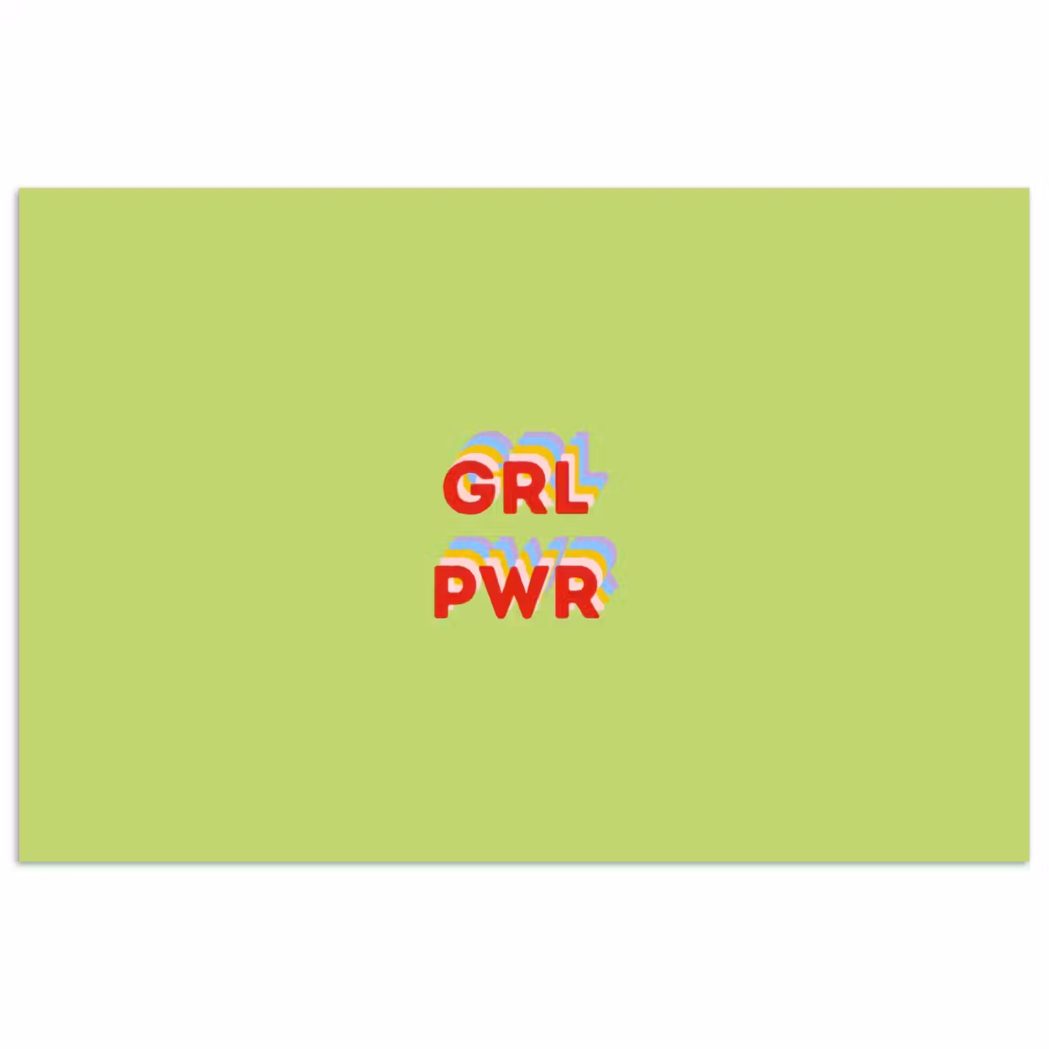 Grl pwr - Groen - Rood - 3D poster papier klein -3d