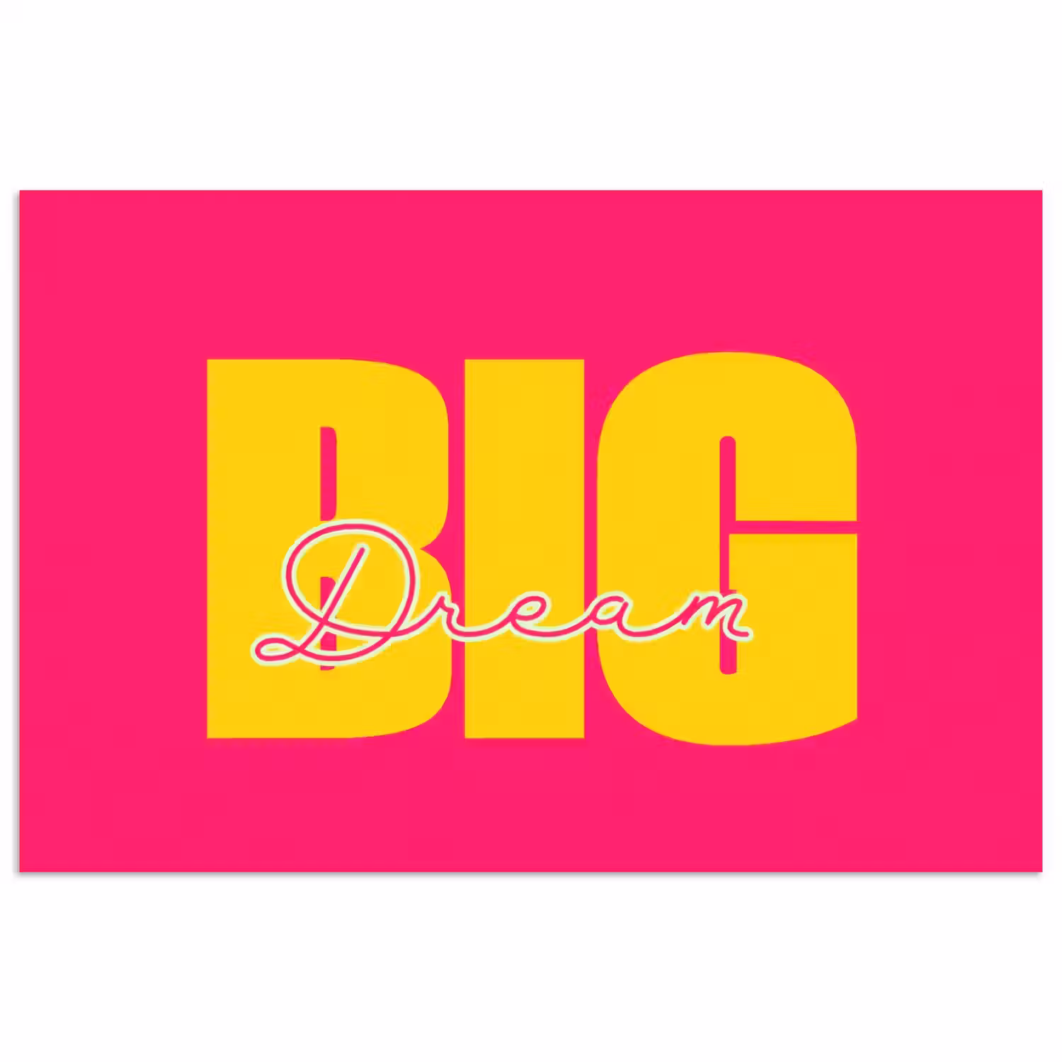 Dream big - Roze - Geel - Minimalistisch poster papier klein -3d