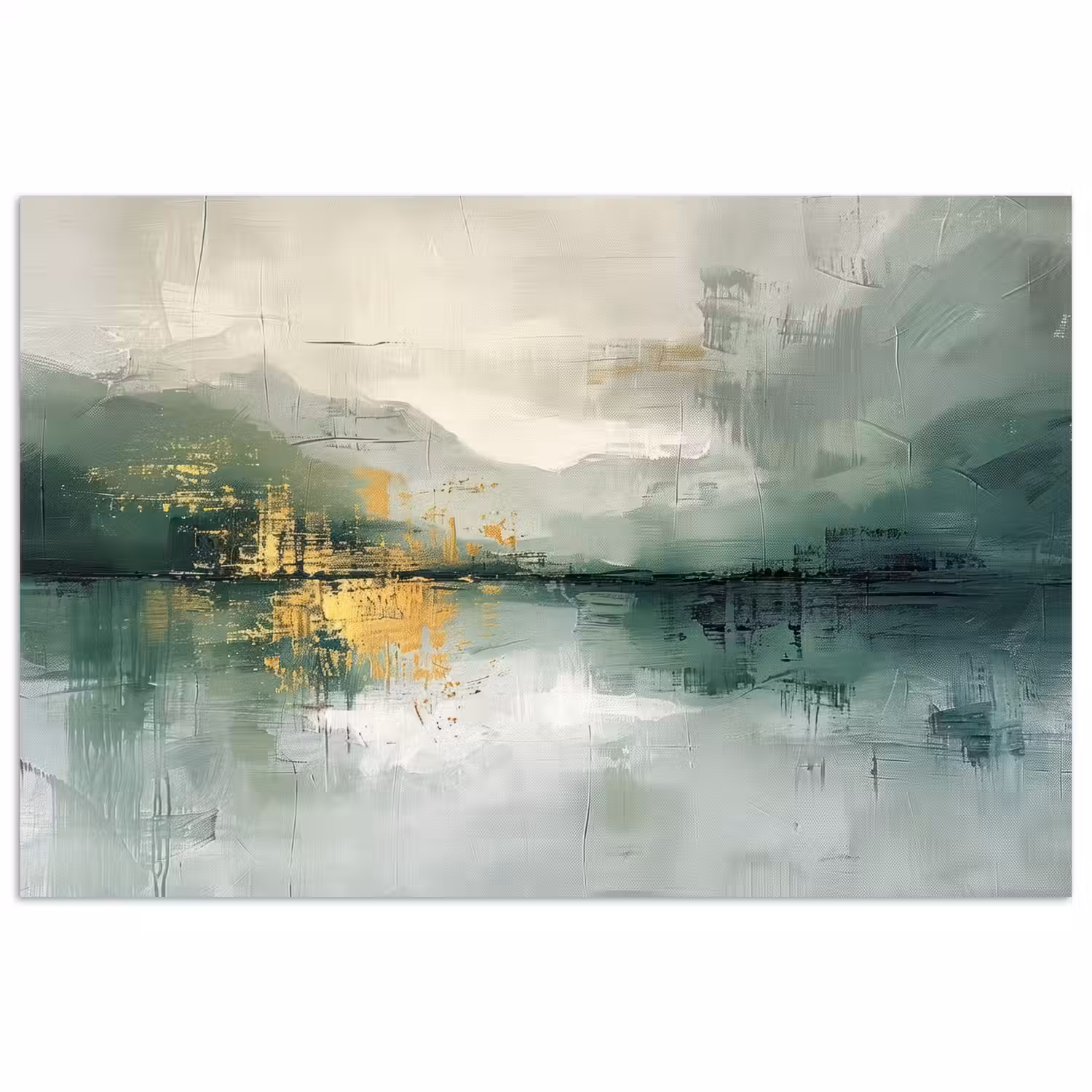 Groen - Modern - Abstract - Goud poster papier klein -3d