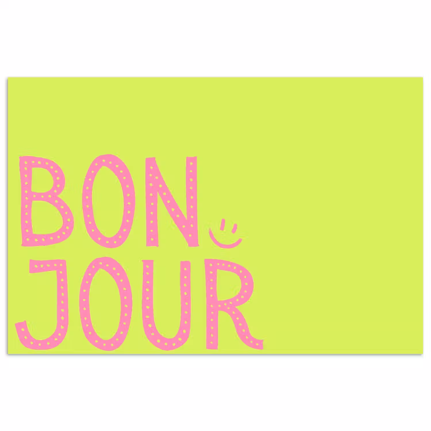 Groen - Smiley - Bonjour - Roze poster papier klein -3d