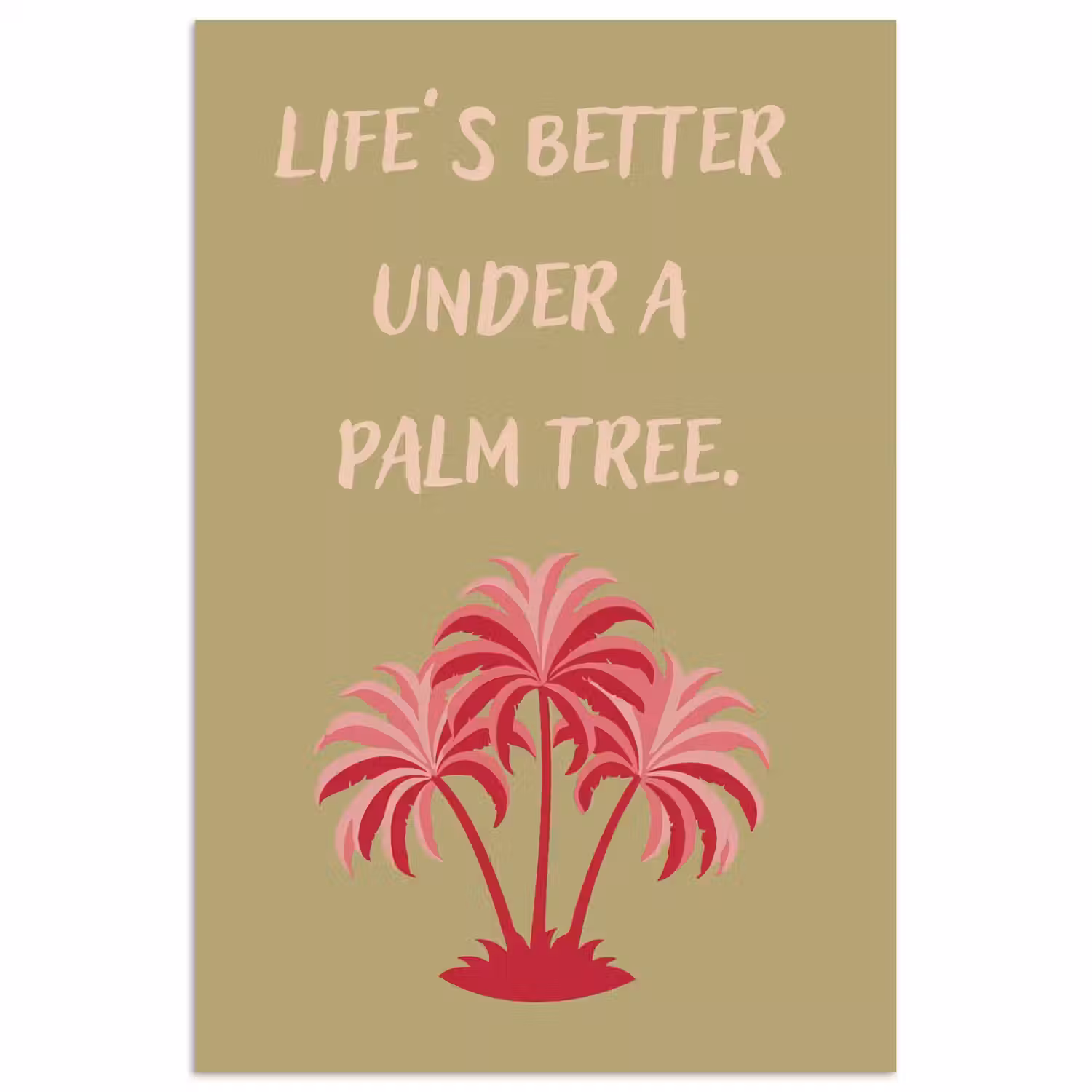 Groen - Zomer - Quote - Palmboom poster papier klein -3d