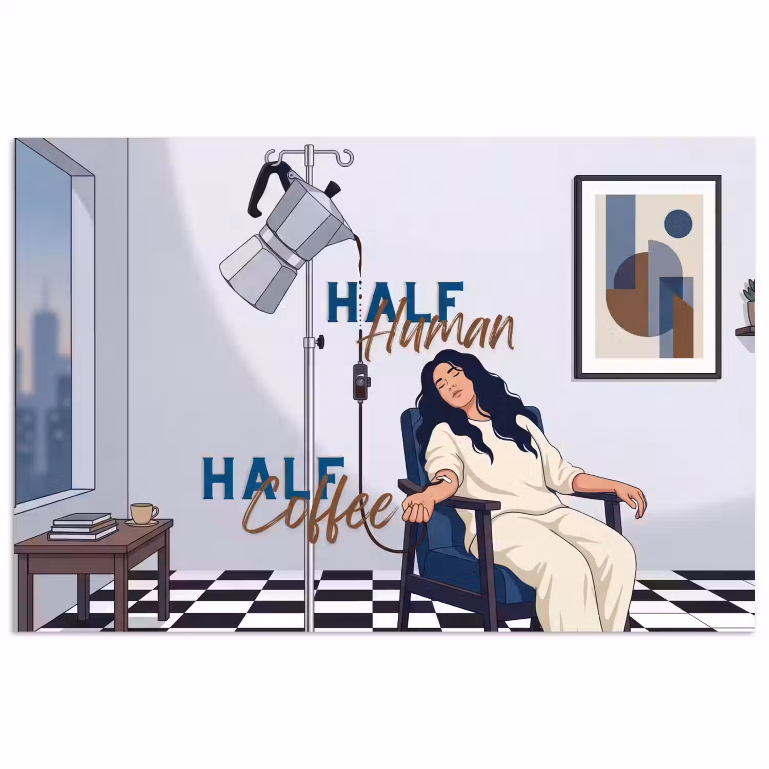 Half human, Half Coffee - Infuus - Koffie poster papier klein -3d