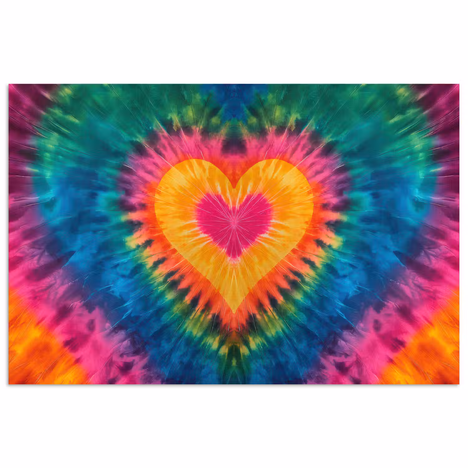 Hart - Tie Dye - Kleurrijk poster papier klein -3d