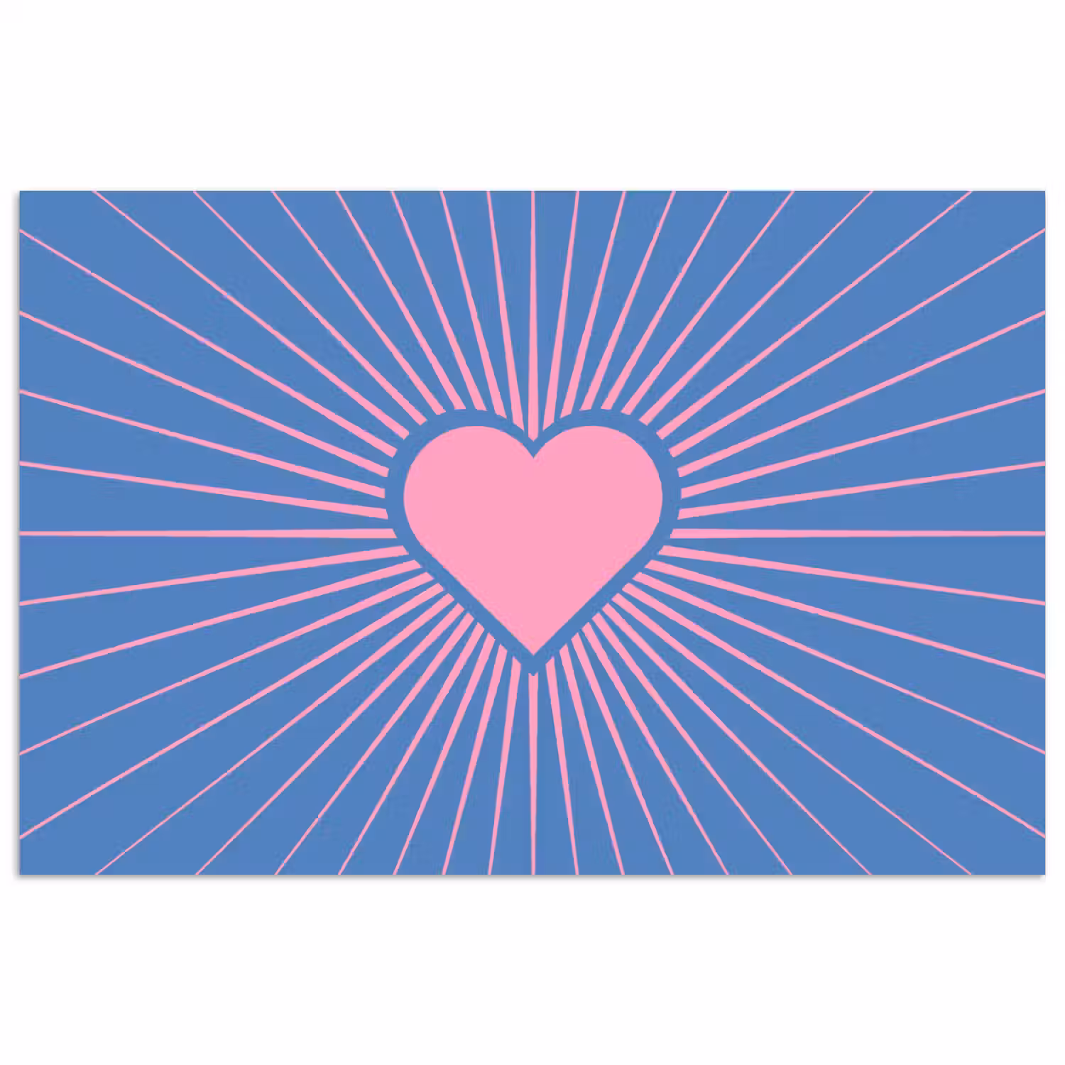 Hart - Stralen - Liefde - Modern - Roze poster papier klein -3d