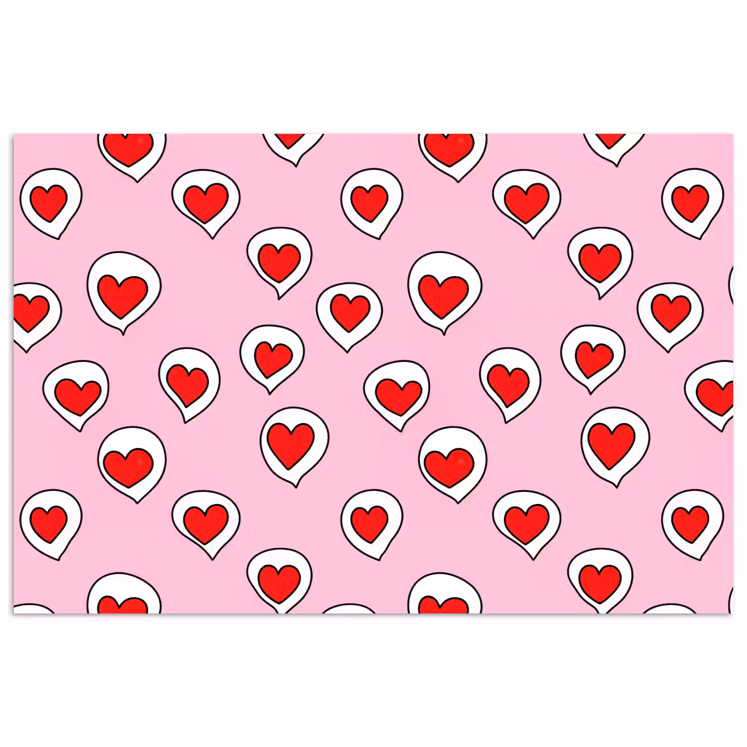 Hartjes - Patroon - Rood poster papier klein 62 -3d