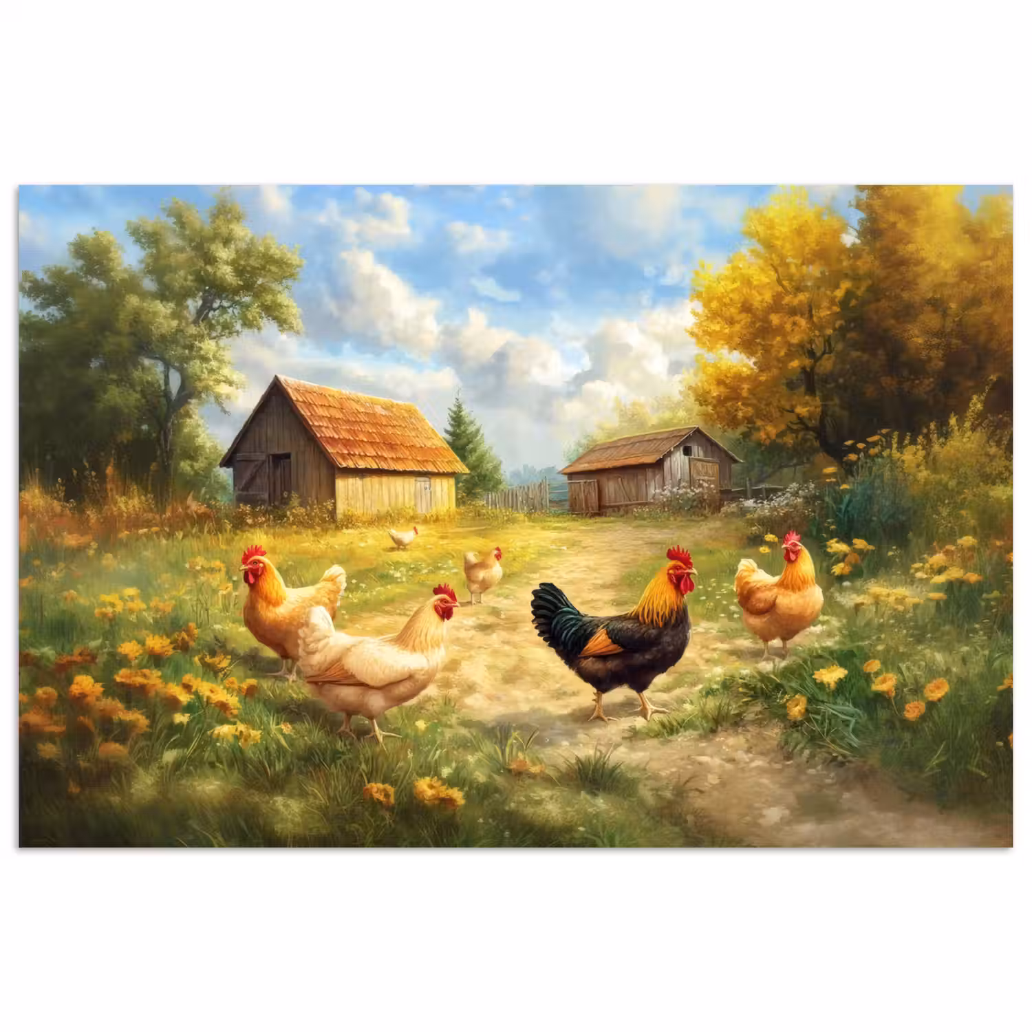 Kippen - Landelijke rust - Natuur poster papier klein -3d