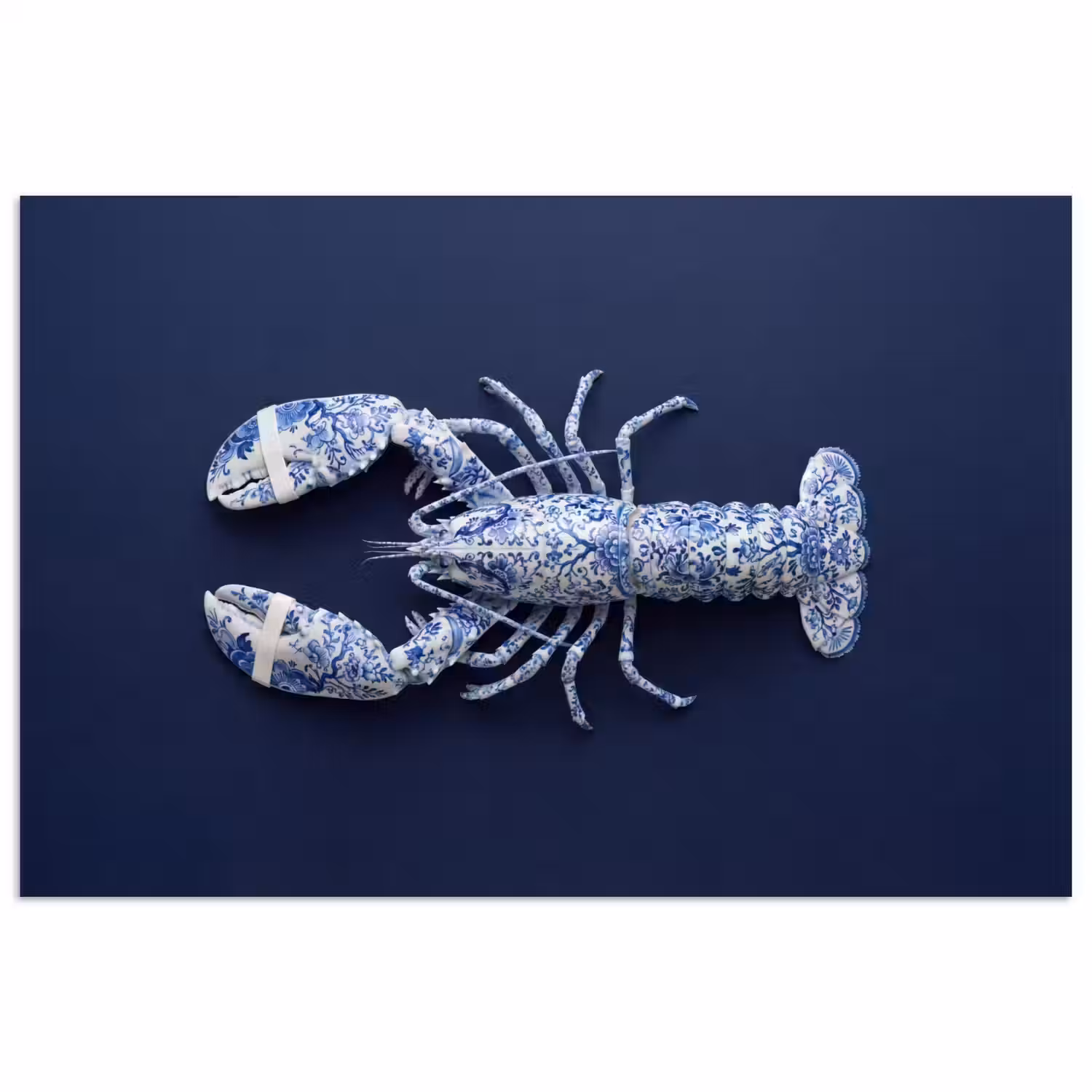 Kreeft - Porselein - Delfts - Blauw poster papier klein -3d