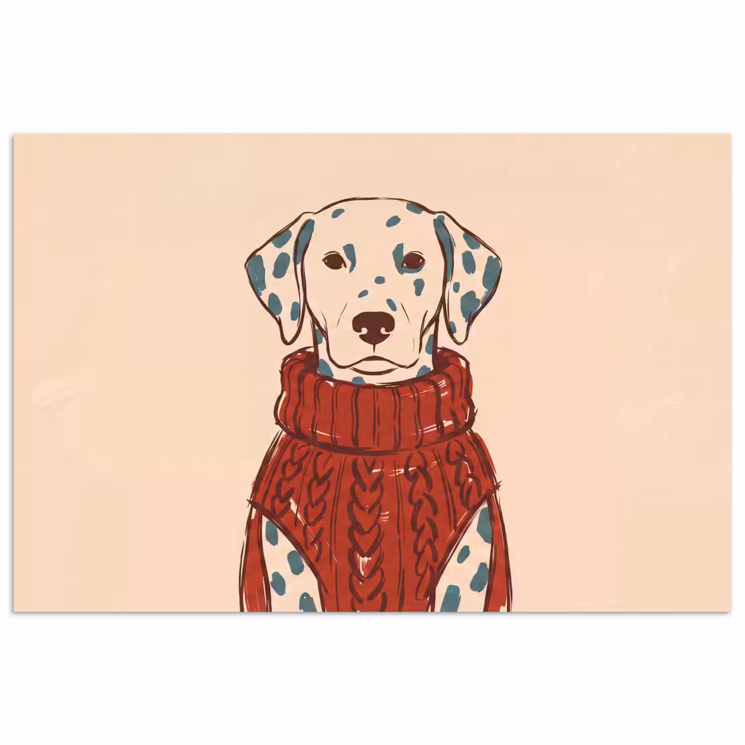 Hond - Trui - Winter - Dieren - Rood poster papier klein -3d