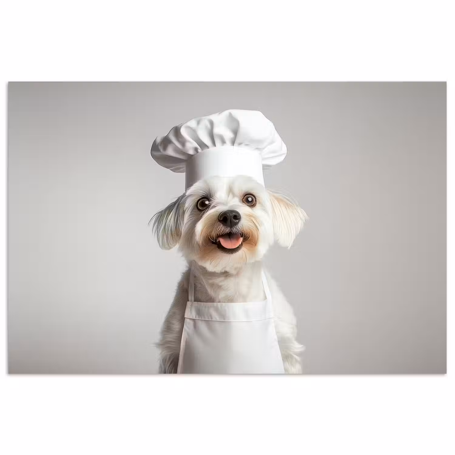 Hond - Wit - Kok poster papier klein -3d