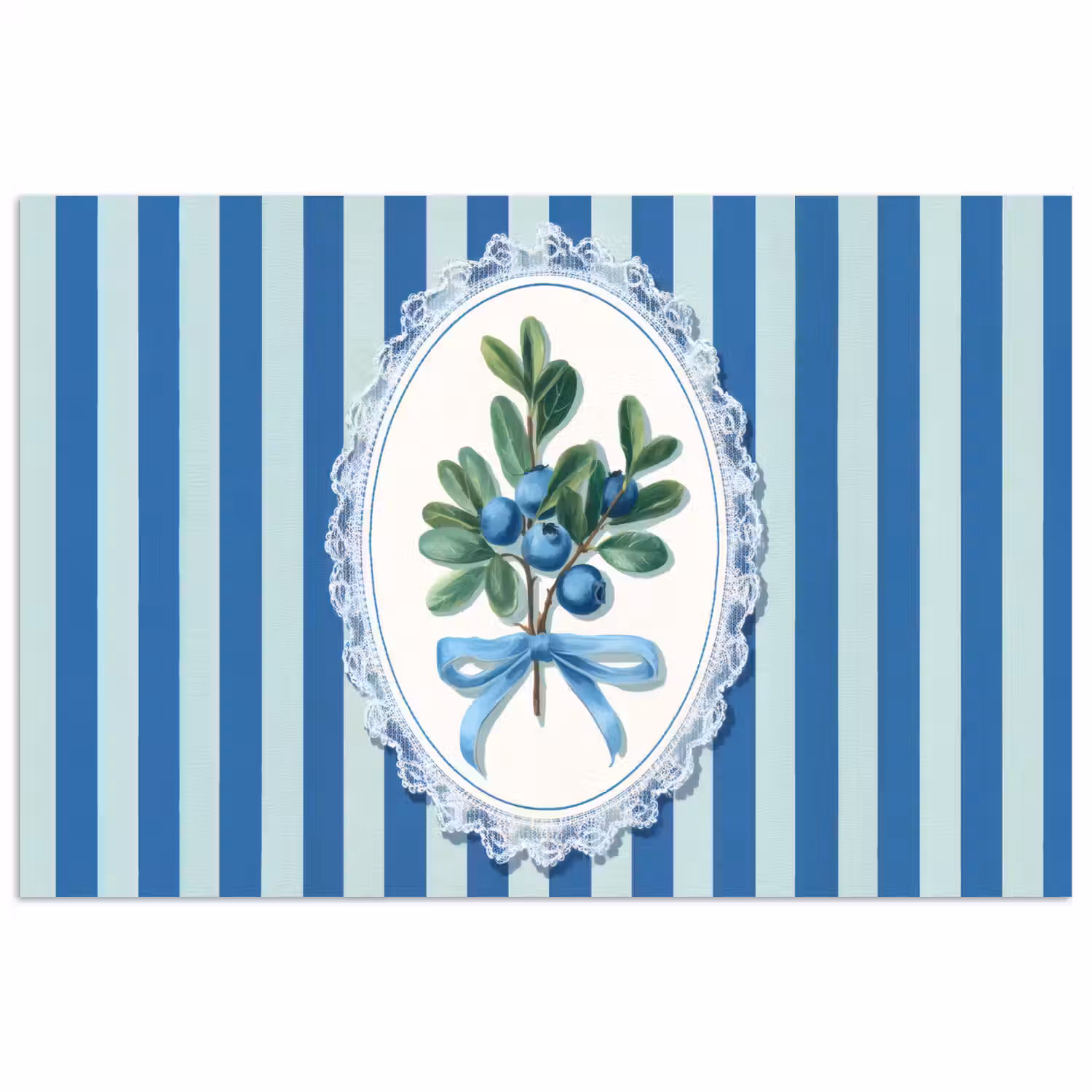 Illustratie - Bessen - Blauw - Strepen poster papier klein -3d