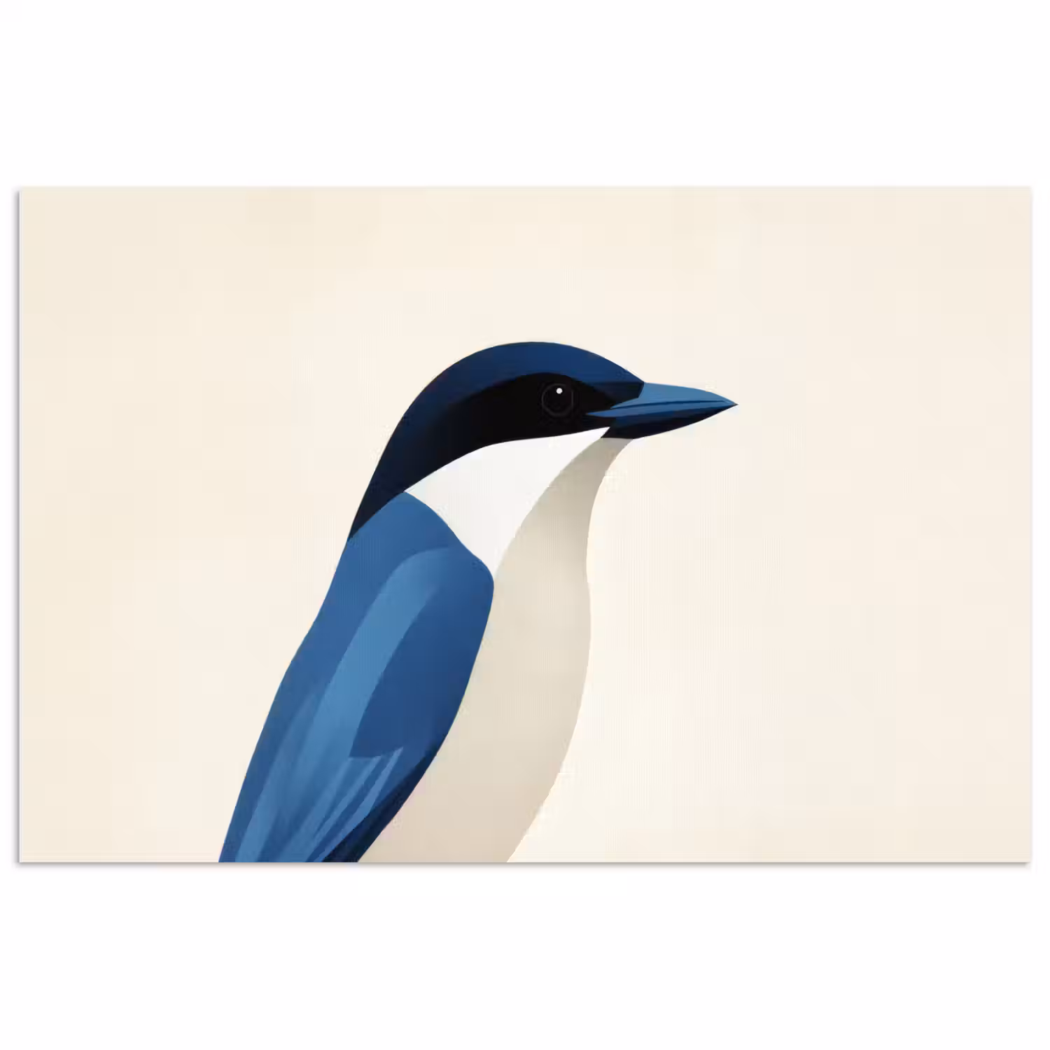 Illustratie - Blauw - Vogel poster papier klein -3d