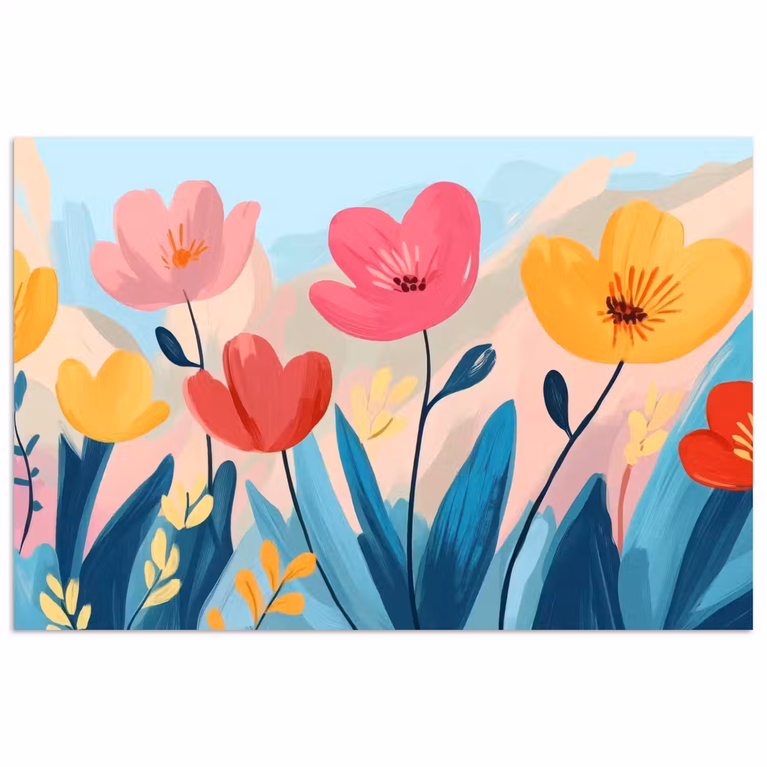 Illustratie - Bloemen - Kleurrijk poster papier klein -3d