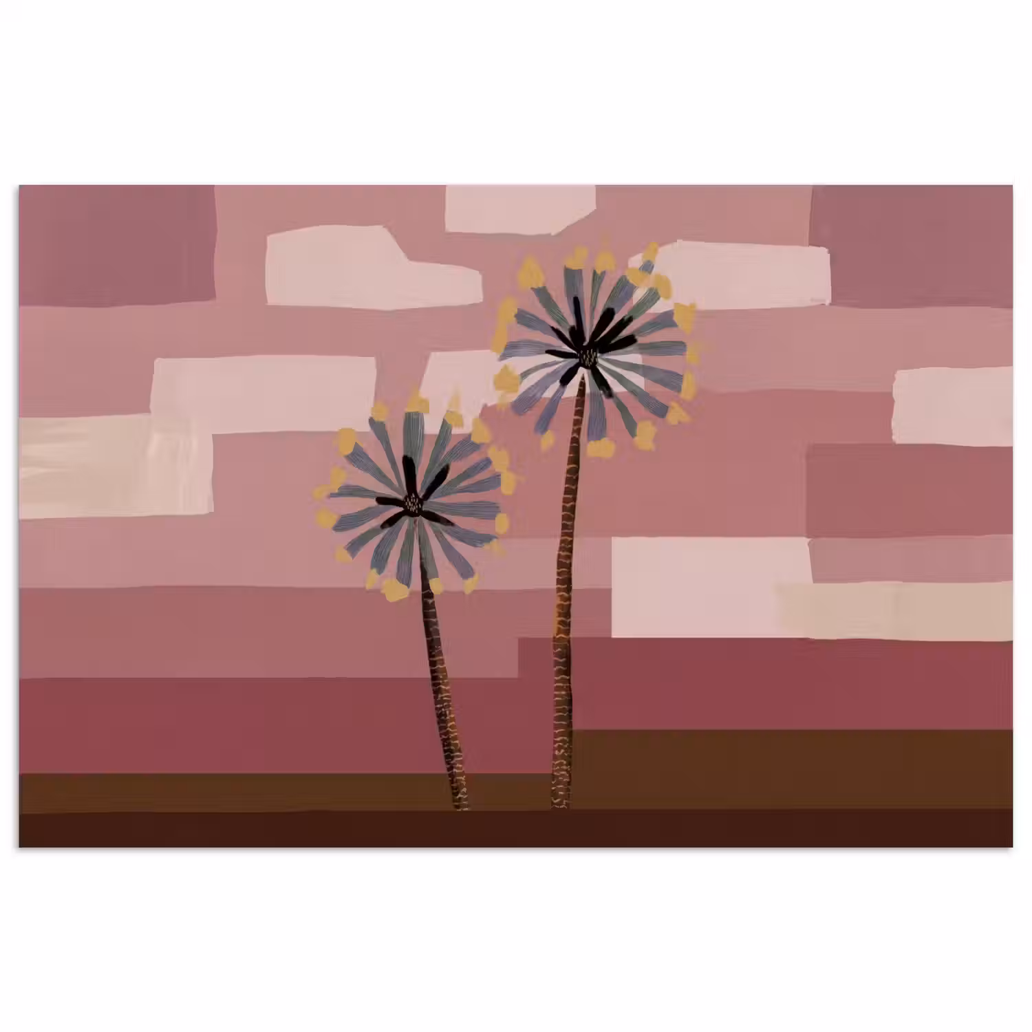 Illustratie - Bloemen - Vlakken - Abstract poster papier klein -3d