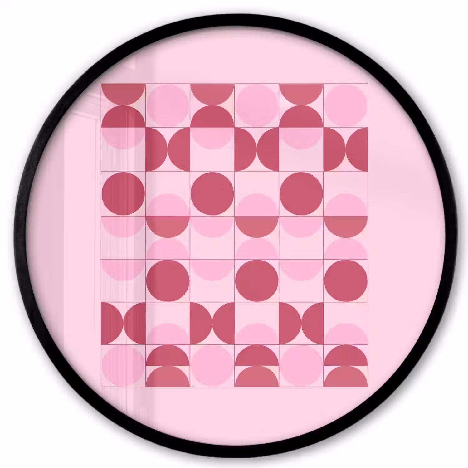 Abstract - Geometrisch - Cirkels - Roze - Modern Fotolijst rond zonder passe partout klein -3d